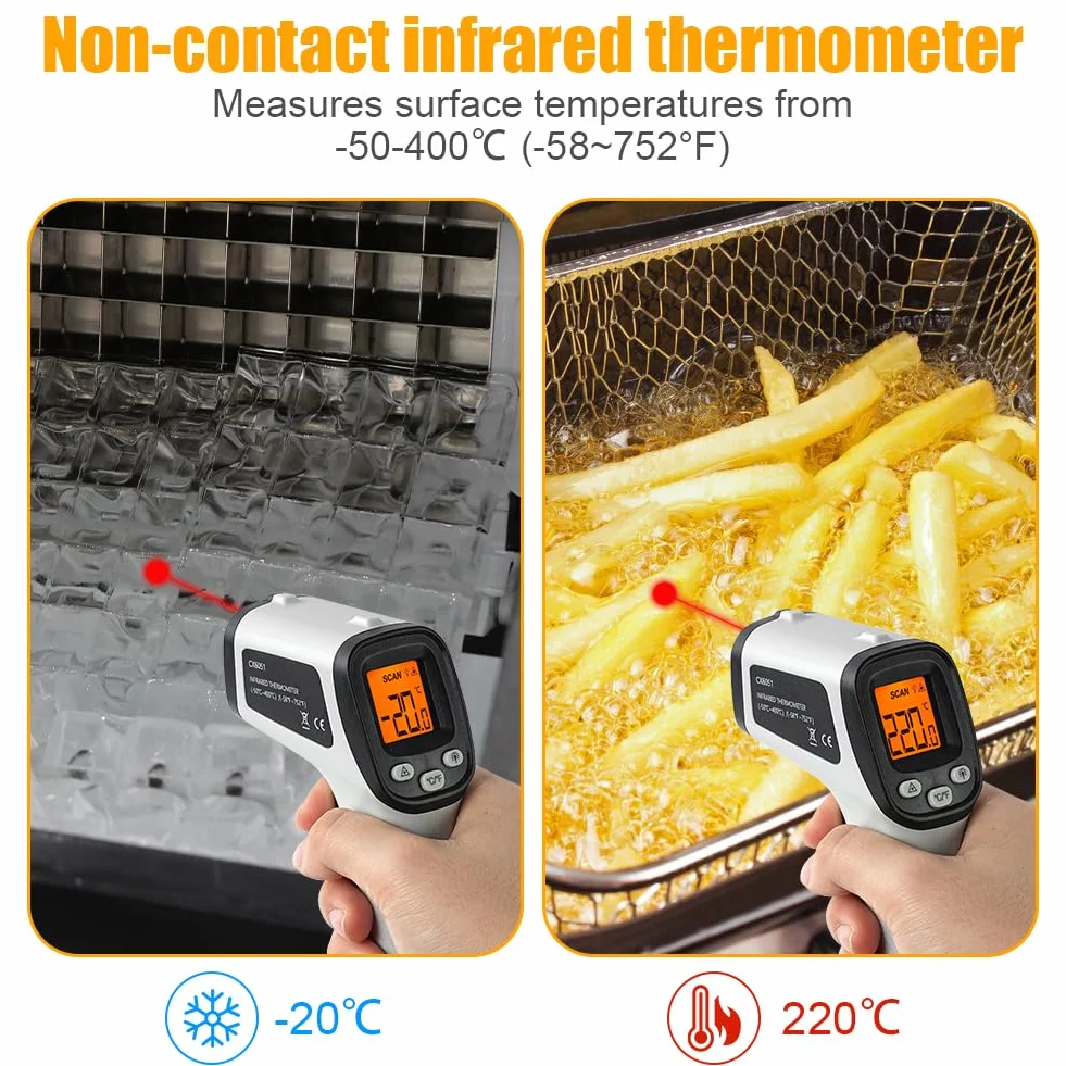 Termometro Infrarossi -50°C ~ 550°C Digitale Laser Senza Contatto Emissività Regolabile