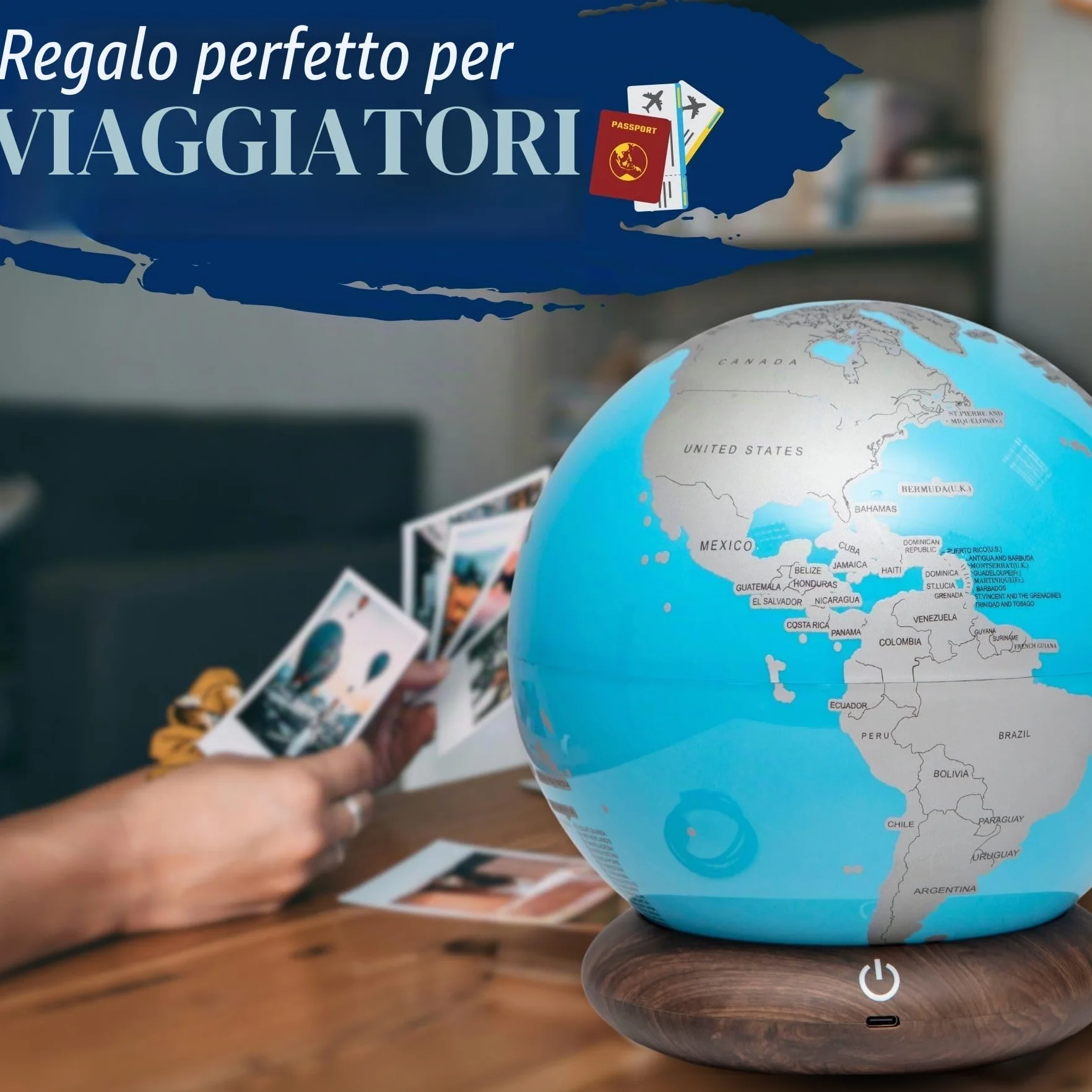 Boxer Gifts Globe Trotter - Mappa del mondo da grattare con luci LED, regalo unico per viaggiatori, camper e furgoni