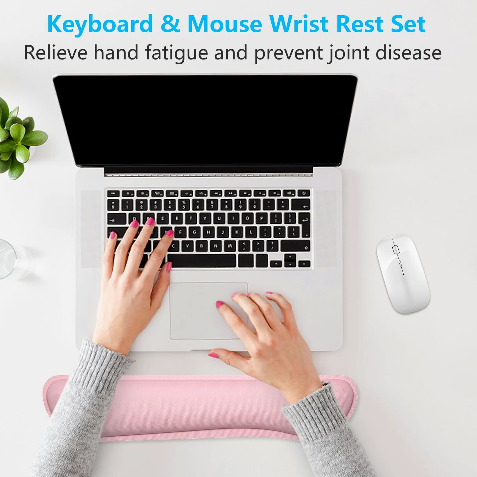 Dapesuom Ingrandisci il poggiapolsi per tastiera, simpatico cuscino da polso in memory foam per computer, tappetino da scrivania per computer, sollievo dal dolore, poggia mouse ergonomico con base