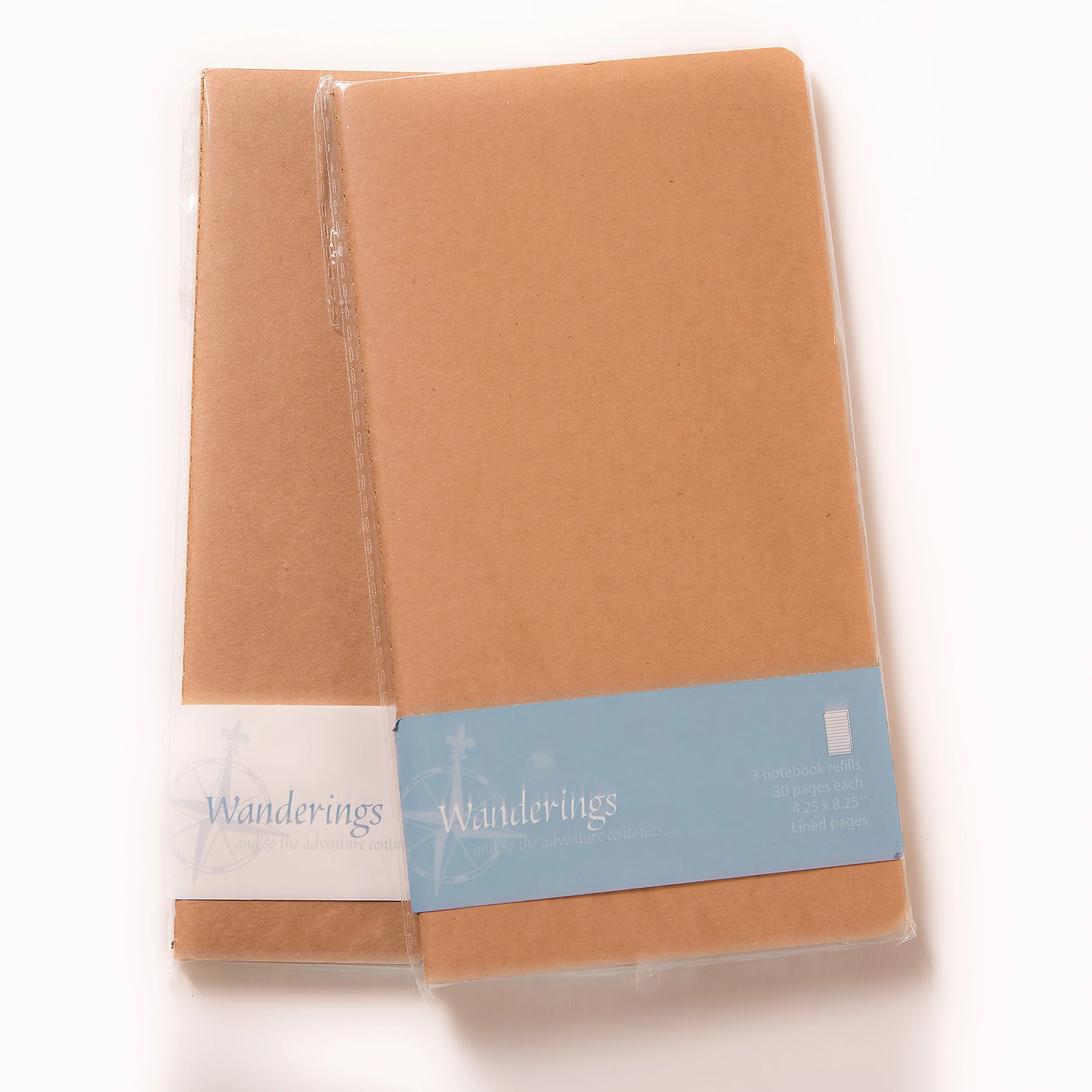 Wanderings Ricariche per Taccuino Formato Standard Righe 11x21 cm Carta 100 GSM 3 Fascicoli Cuciti a Mano