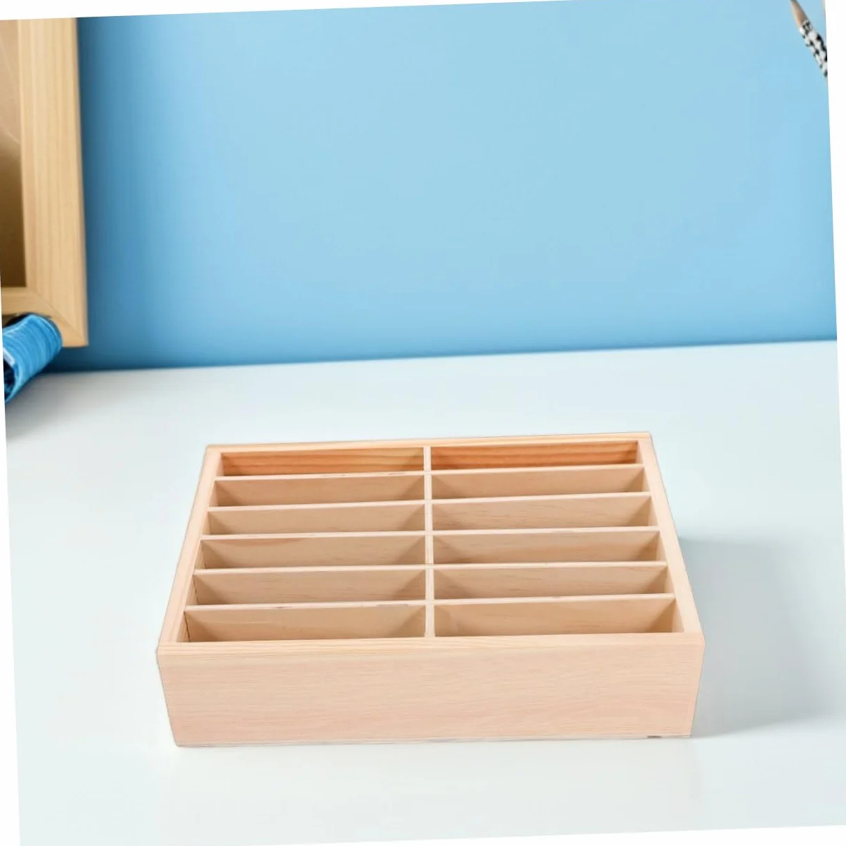 Homoyoyo Organizer in Legno Per Cellulare 12 Scomparti, Porta Telefono Da Tavolo Compatto e Protettivo, Supporto Per Cellulare Da Ufficio e Aula, Set 2 Pezzi Per Gestione e Archiviazione Telefoni