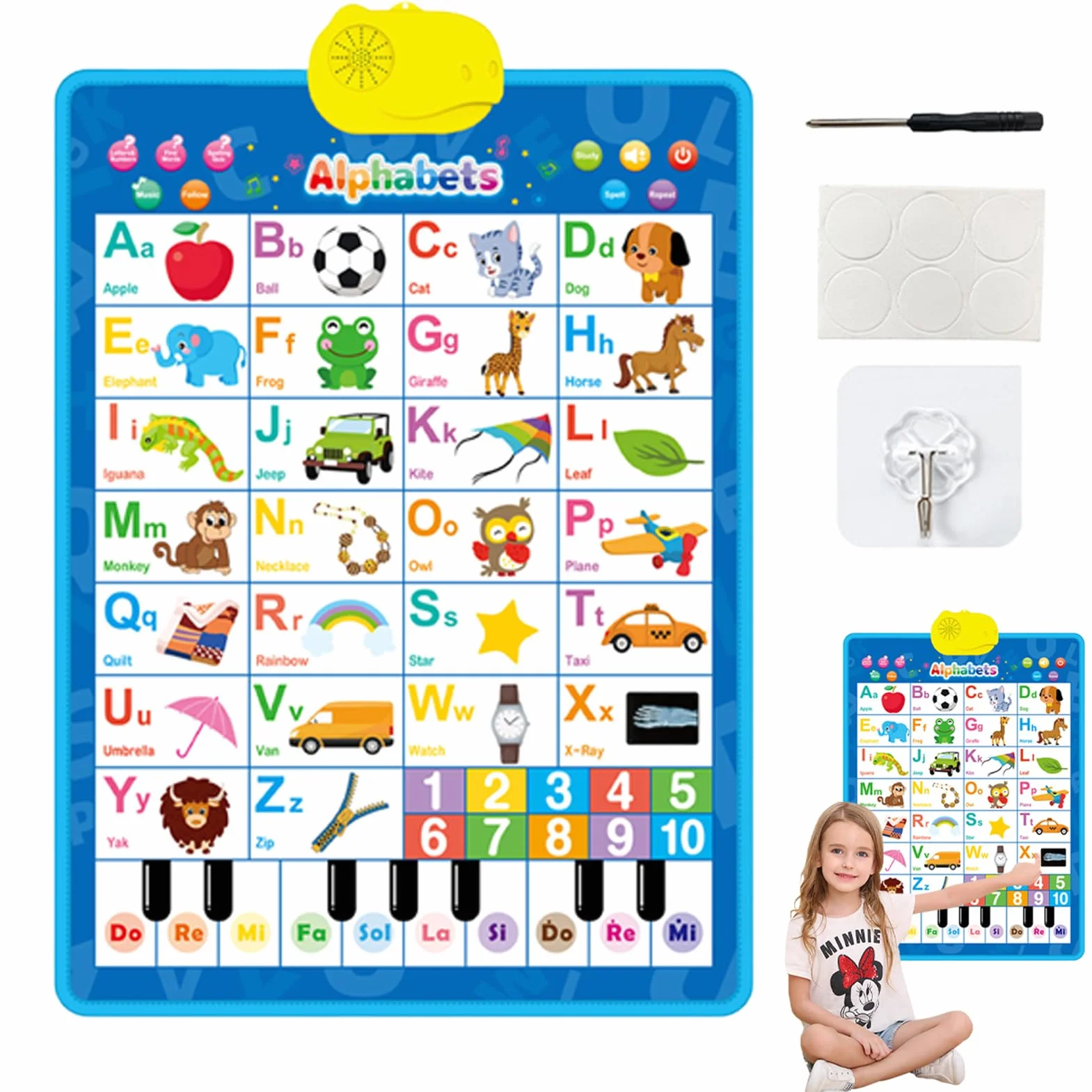 Grafico a muro alfabeto elettronico interattivo poster parlante musicale apprendimento bambini