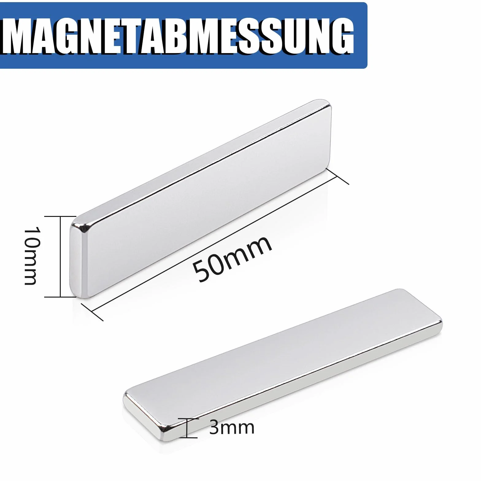 20 Pz Magneti al Neodimio Extra Forti 50 x 10 x 3 mm, Calamite Potenti Potente Magnete Adesivi, Magneti a Barra Potenti, Rettangolari Magneti per Lavagna Magnetica,Frigoriferi,Cucina