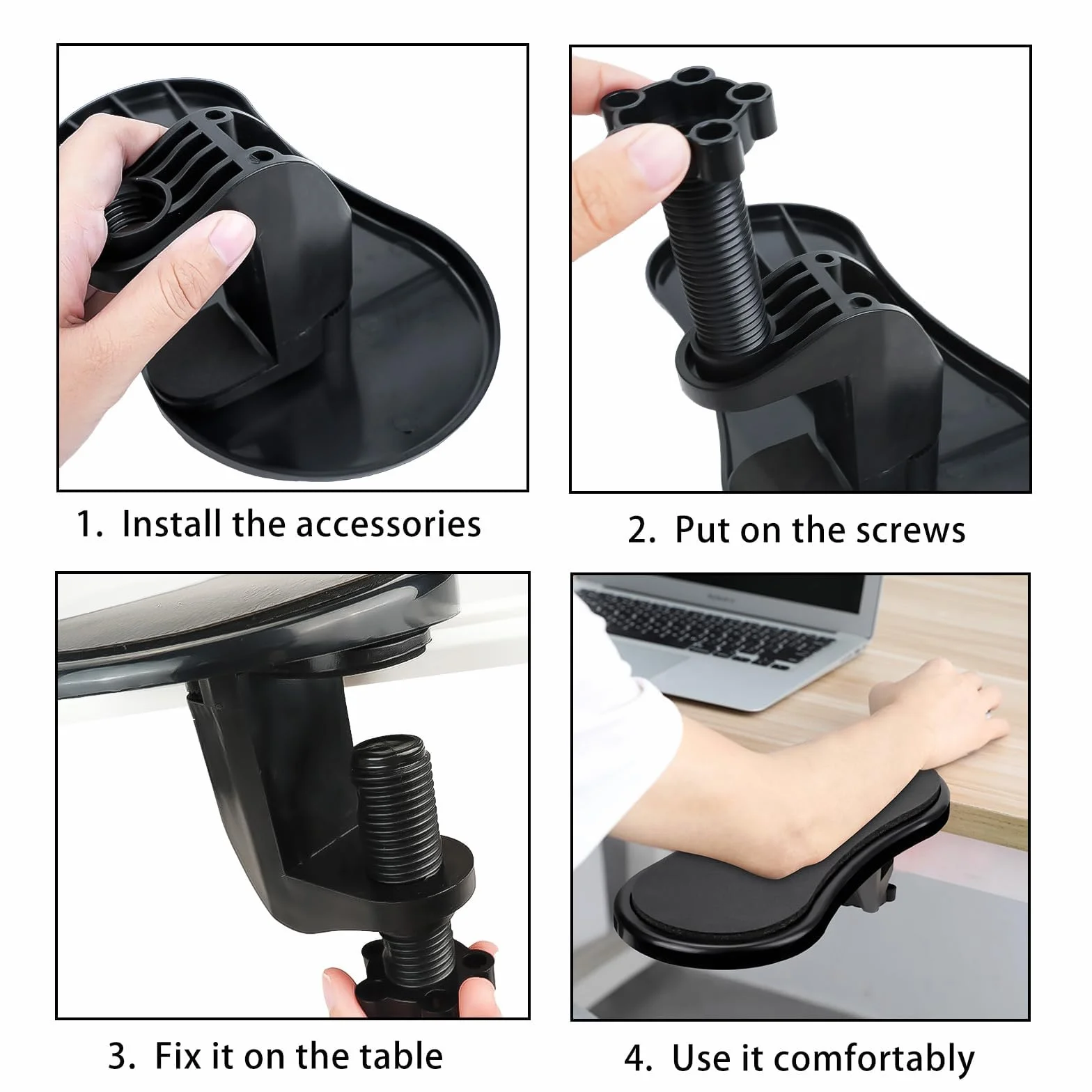 Bracciolo Pad Poggiapolso Braccio Regolabile Staffa di Supporto Ergonomico per Mouse 180°