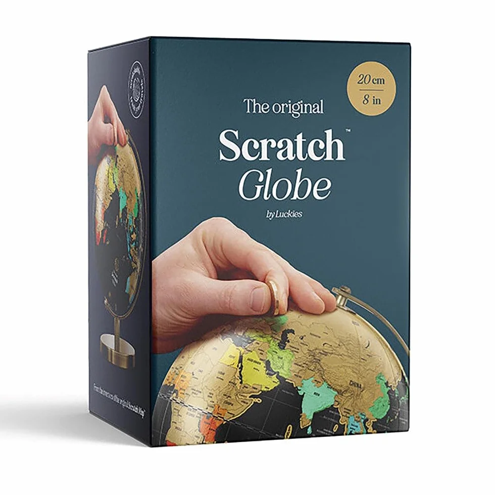 Luckies Of London Mappamondo da grattare, mappa del mondo da grattare, mappamondo per adulti, mappa da grattare e mappa di viaggio, gadget da scrivania per uomini e decorazioni da scrivania, regali da