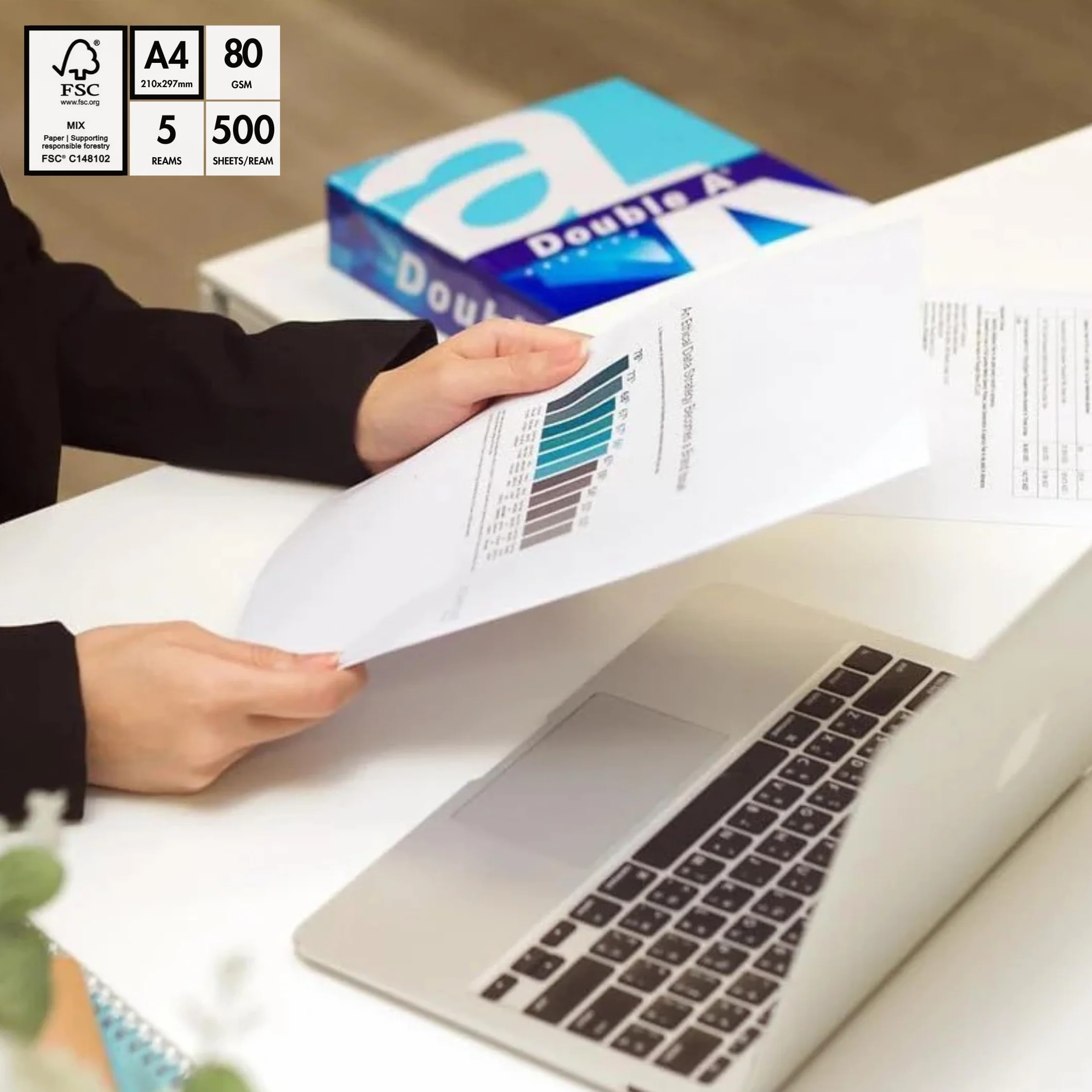 Double A Carta per stampante/fotocopiatrice Expressbox: A4, 80 g/m², 2500 fogli (sfusi), bianco