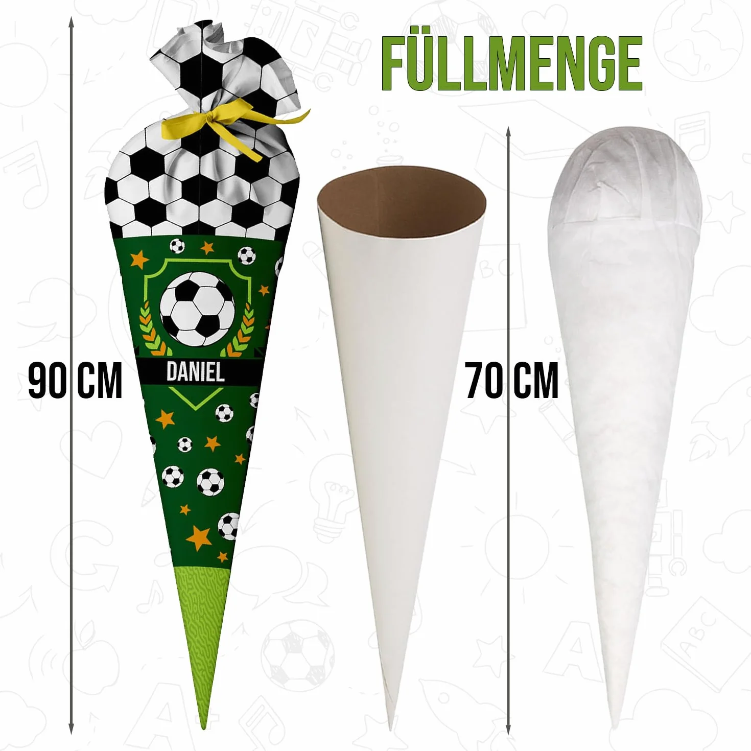 Ferocity School Cone Bag Calcio Borsa Personalizzata, Zucchero in Tessuto 70 cm, Grande Cuscino