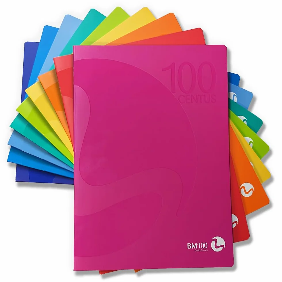 Centus Quaderno A4 Rigatura 10F Quadretti 1 Cm Con Margini Carta 100G/Mq Colori Assortiti Confezione 12 Pezzi