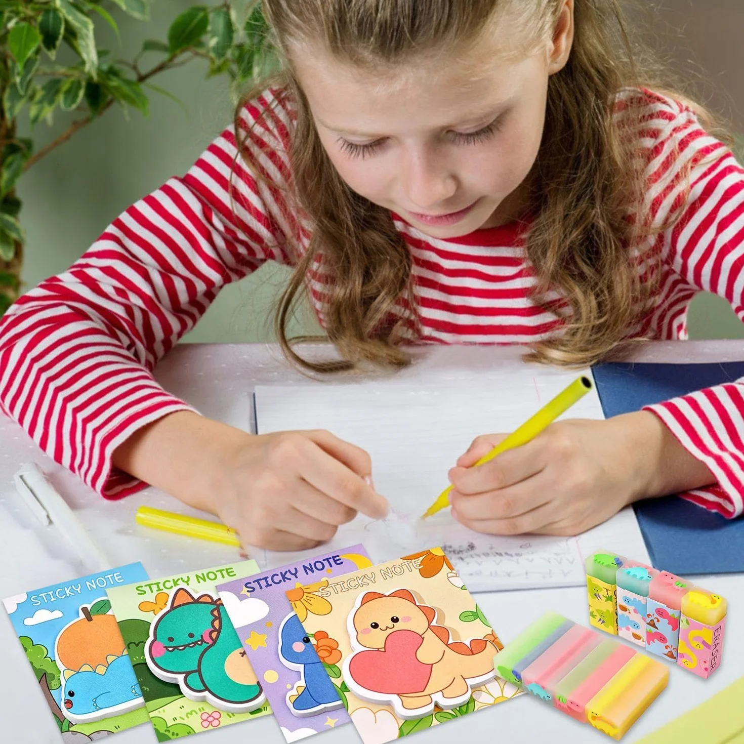 Gomma Per Dinosauri 8 Pezzi, Note Appiccicosi Dinosauro 2 Pezzi, Cartoleria Creativa Per Bambini