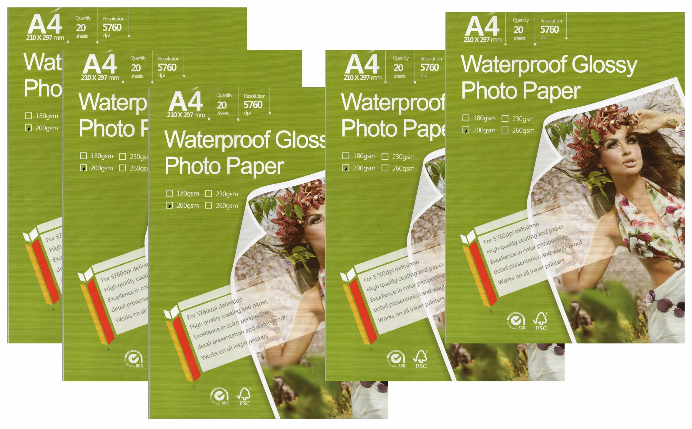 Carta fotografica lucida a getto d'inchiostro 21,1 x 29,7 cm, formato A4, 100 fogli, peso 200 g/m², si asciuga rapidamente, migliore finitura migliore aspetto immagini a colori per tutte le stampanti