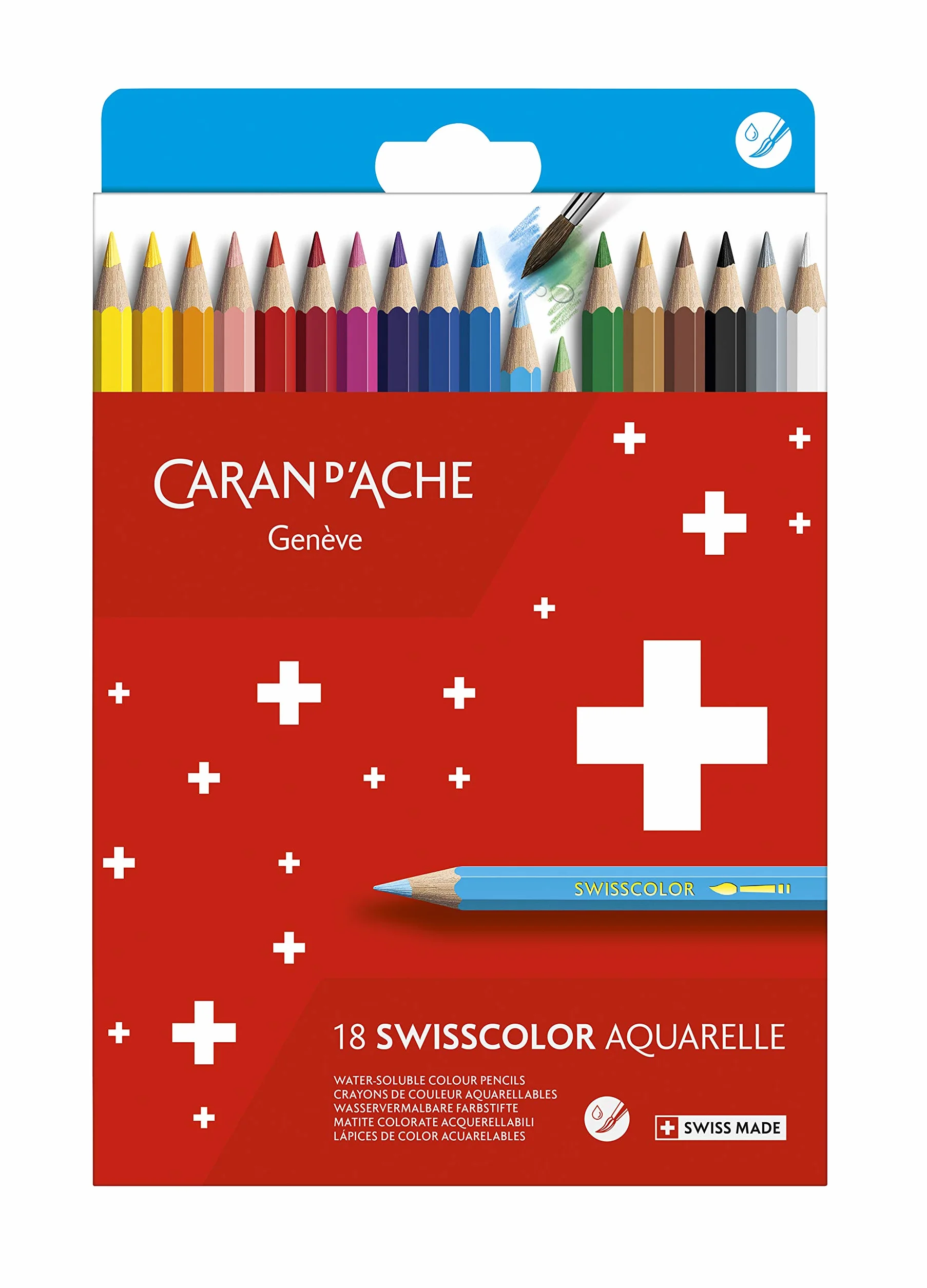 Caran d'Ache Swisscolor 18 matite colorate acquerellabili confezione cartone