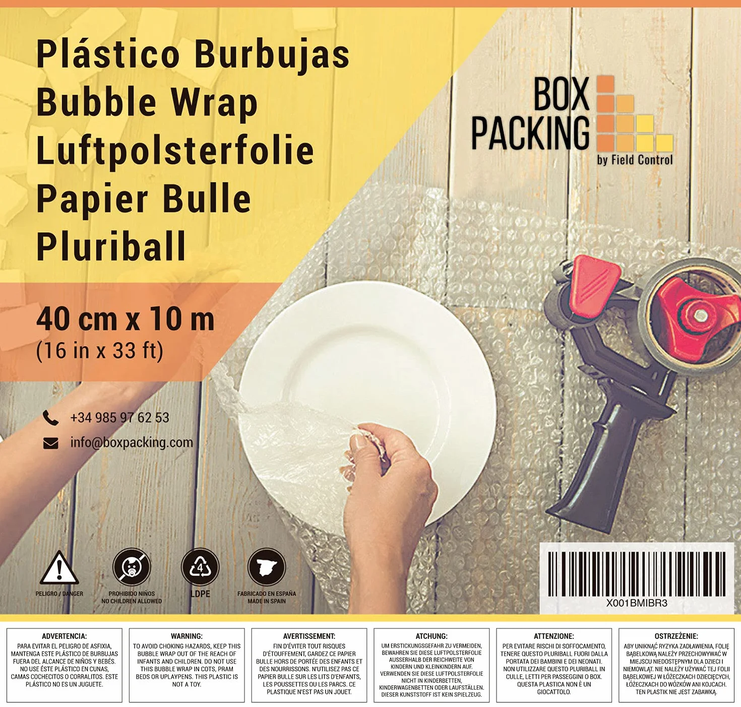 BOXPACKING | Pluriball Imballaggio | Plastica per imballagio | 40 cm x 10 m | Bubble Wrap | Imballagio per Spedizioni | Rotolo Pluriball | Protezione per oggetti fragili, traslochi e e-commerce