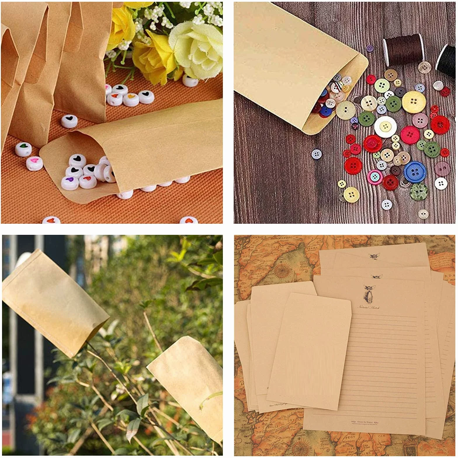 VEGCOO 150 Pezzi Mini Sacchetto di Carta Kraft 10x6 cm Buste Marroni per Monete Semi Gioielli Caramelle