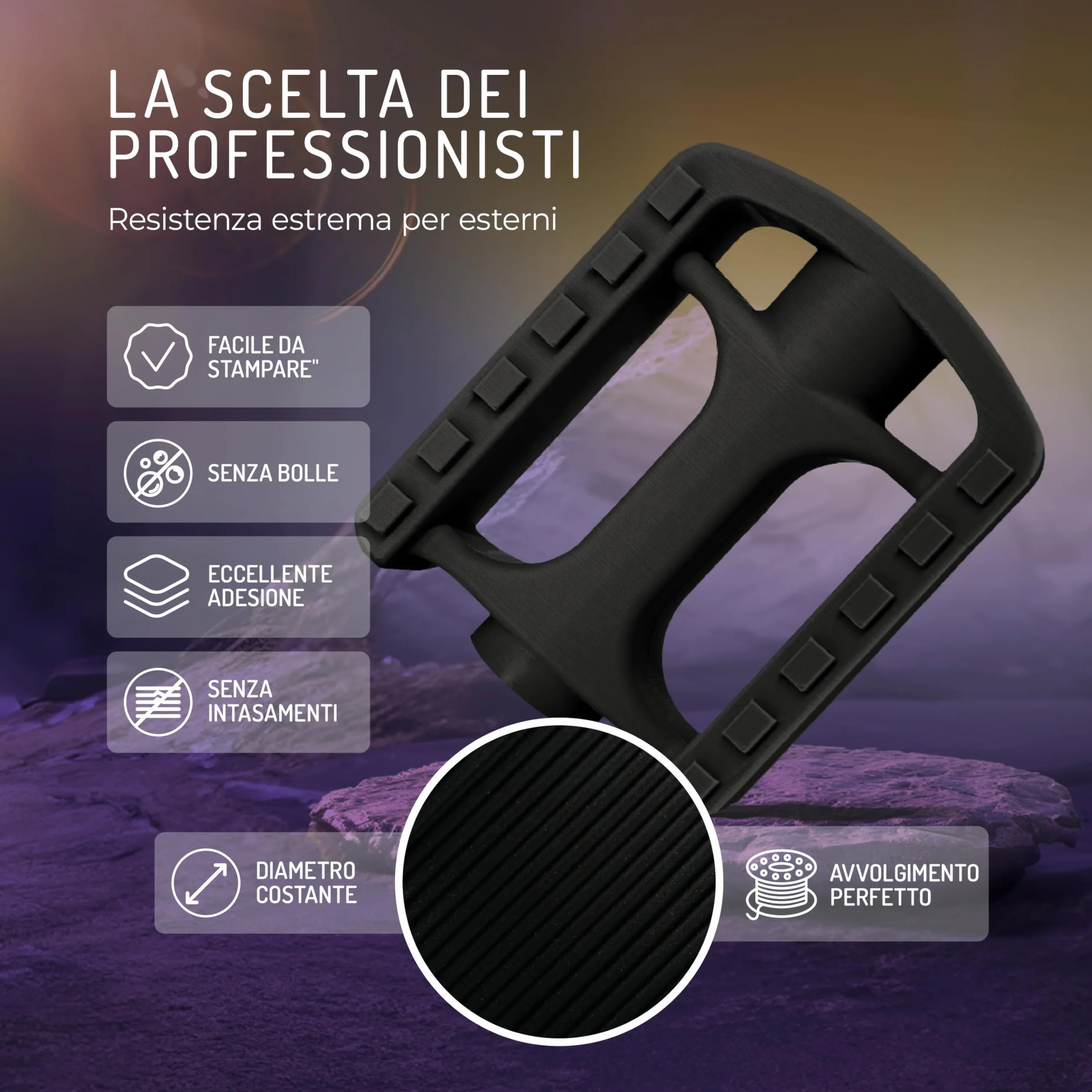 WINKLE Filamento ASA 1.75mm Nero Corvino 250g Bobina per Stampante 3D FDM Precisione Dimensionale +/- 0.05mm Resistente UV Calore