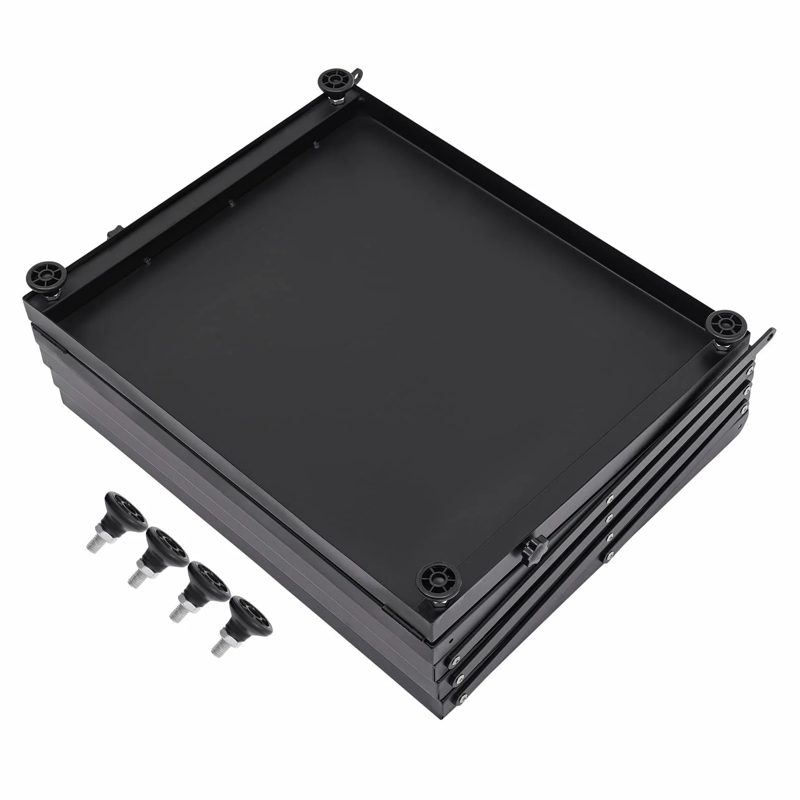 Espositore pieghevole A3 4 livelli nero 46x37x132cm, struttura in ferro antiruggine, capienza elevata per casa, ufficio e fiere
