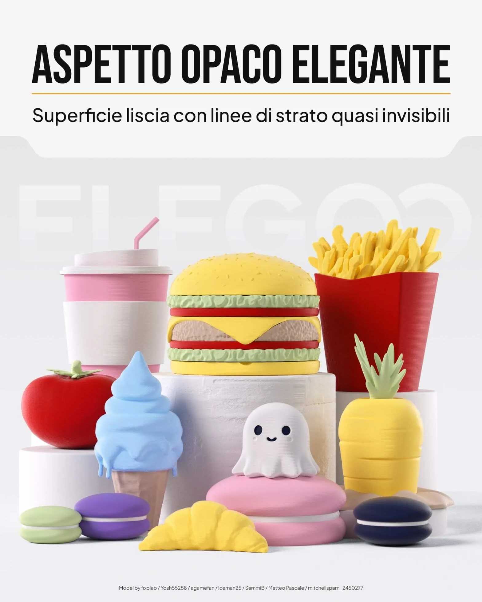 ELEGOO Filamento PLA Matte Bianco 1,75 mm 1 kg per Stampante 3D FDM