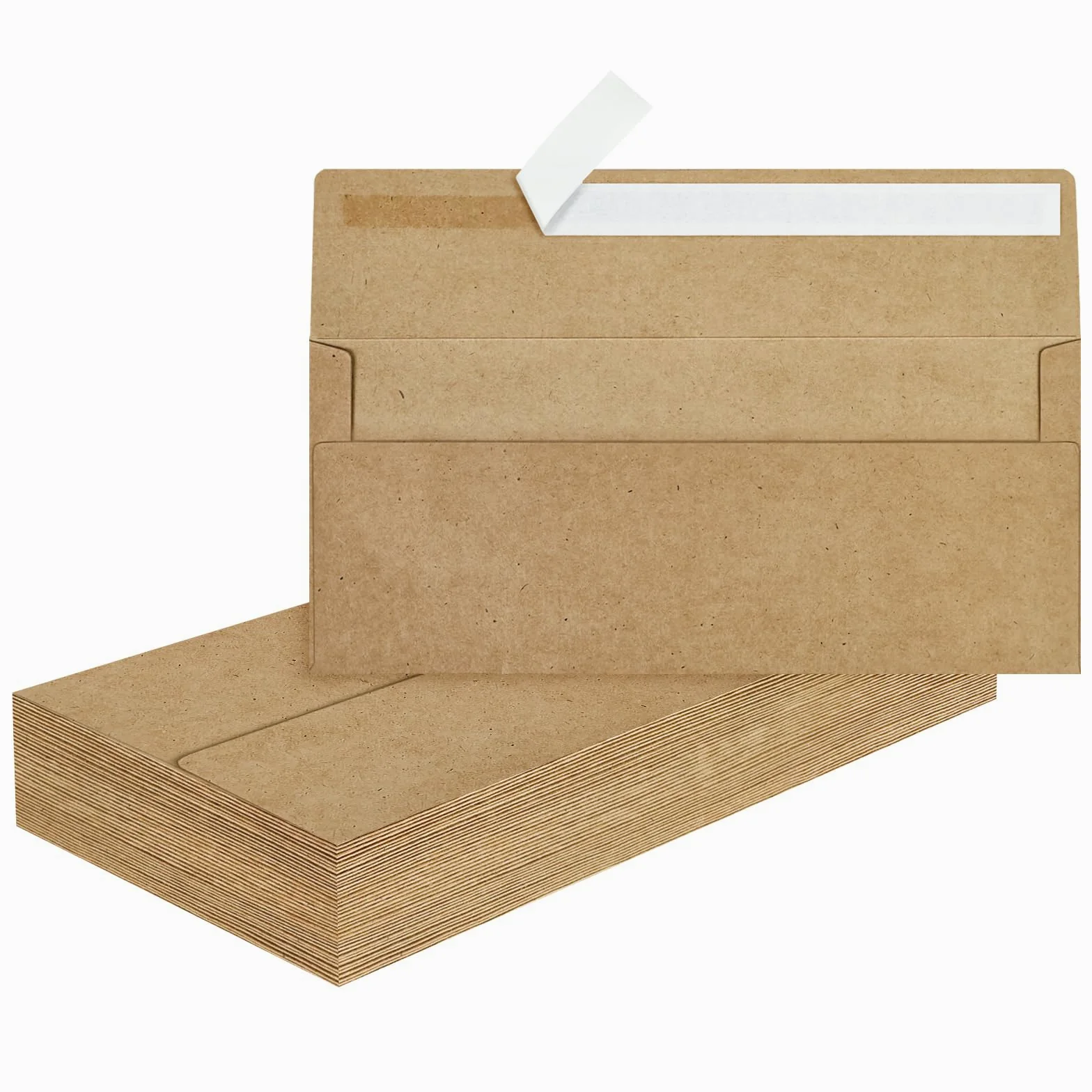 50 buste da lavoro in carta kraft n. 10, autosigillanti, senza finestre, per ufficio, assegni, lettere, fatture, dichiarazioni, matrimoni, 10 x 24 cm
