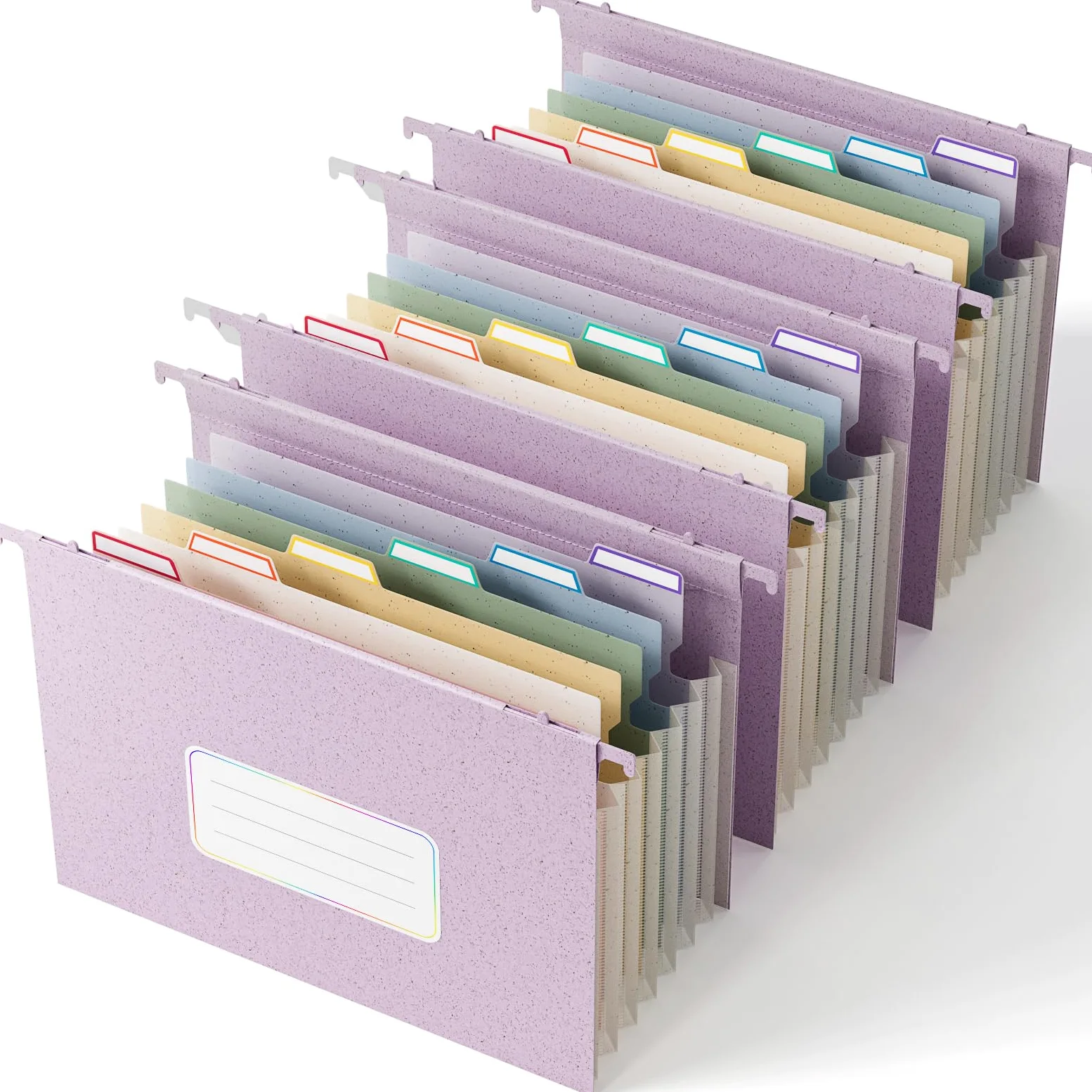 EcoStash Cartelle di file appese in paglia di grano, organizer a fisarmonica con 7 tasche | con espansione di 3 cm, formato lettera grande capacità per schedario, 100% senza BPA, confezione da 3