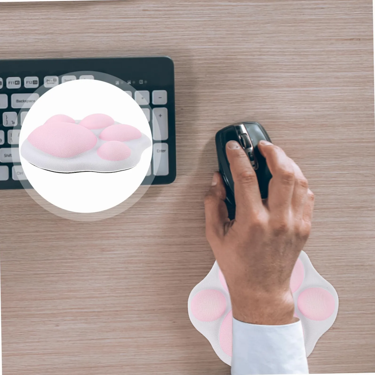 NUOBESTY 3pezzi Poggiapolsi Per Mouse Silicone Morbido Forma Di Zampa Di Gatto Design Antiscivolo Per Ufficio e Home Office Carino Per Donne e Amanti Degli Animali