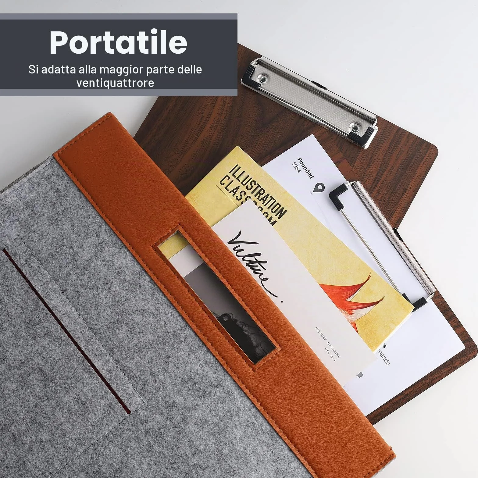 12 Pezzi Portablocco di Legno A5, Portablocchi con Clip in Metallo | Legno Portablocco, Tavolette per Appunti con Clip, Portablocco con Ferma-documenti, per Ufficio Scuola Casa