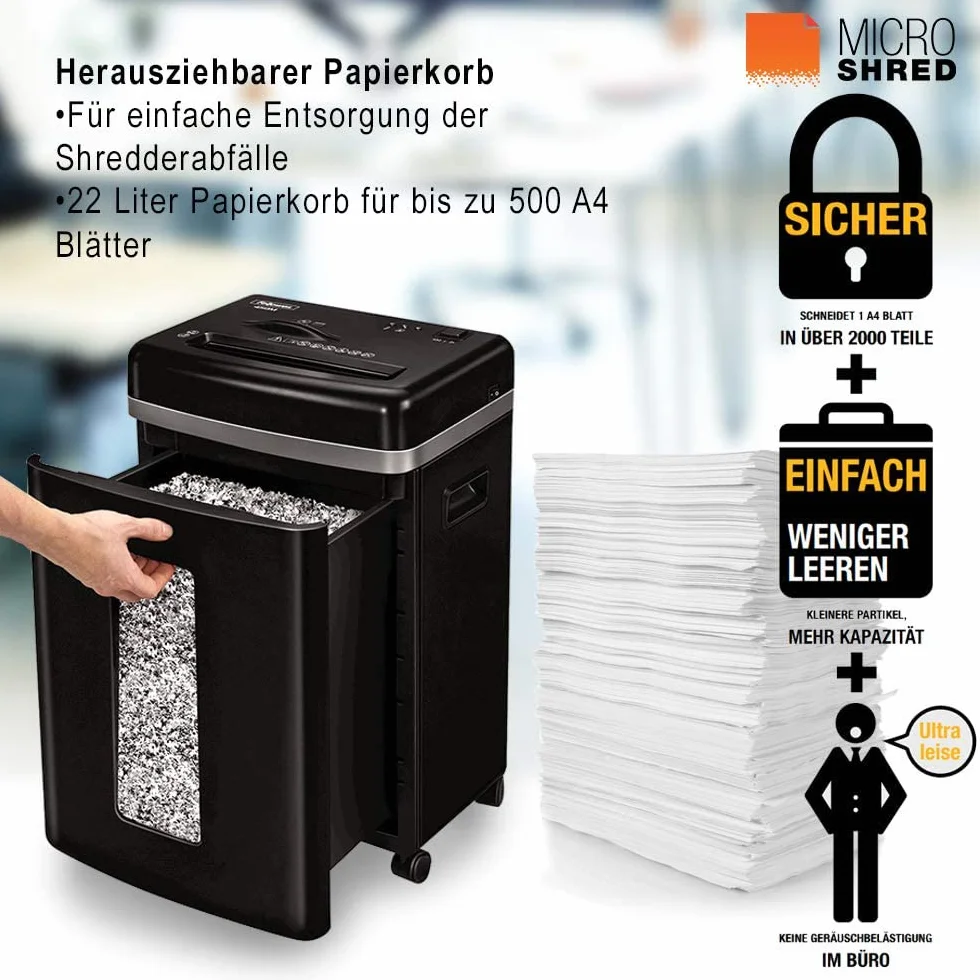 Fellowes 4074101 Distruggidocumenti 450M, a Micro-Frammento, 9 Fogli