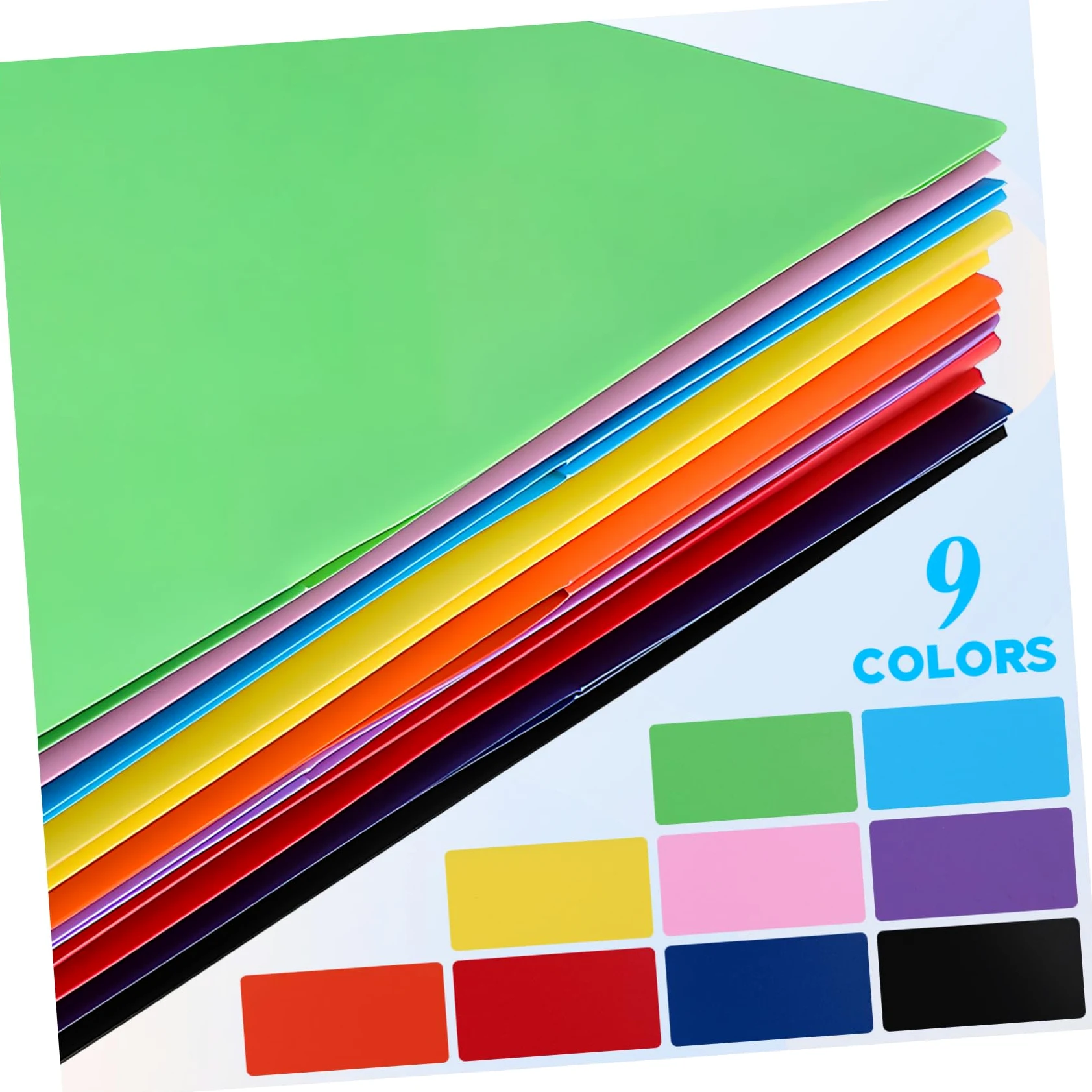 9pezzi Cartelline Portadocumenti Colorate Con Doppio Tasca Plastica Resistente Per Ufficio e Scuola Organizer Di Documenti Pratico e Compatto