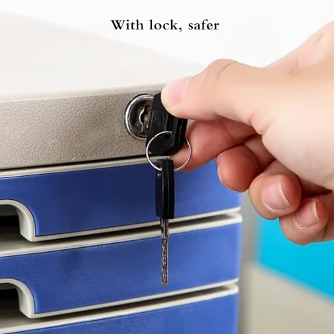 Questo Contenitore Portadocumenti con Serratura è Un Organizer da scrivania Portatile per Fogli A4, Documenti, Forniture per Ufficio, Posta e cancelleria, con cassetti Multipli per riporre o