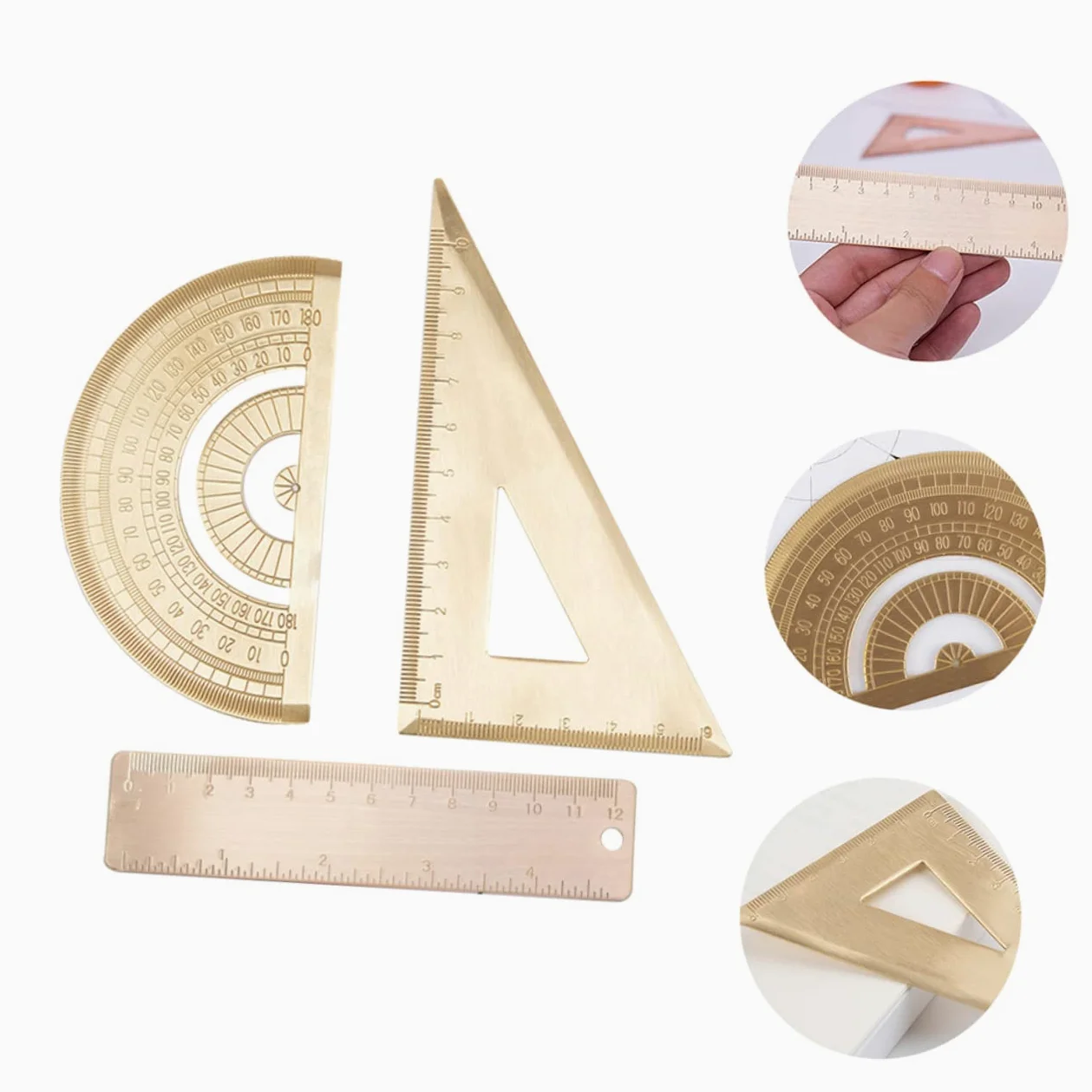 NUOBESTY 3sets Righelli Geometrici Triangolo Goniometro e Righello Da Strumenti Di Misura Per Matematica e Disegno Alta Visibilità e Precisione
