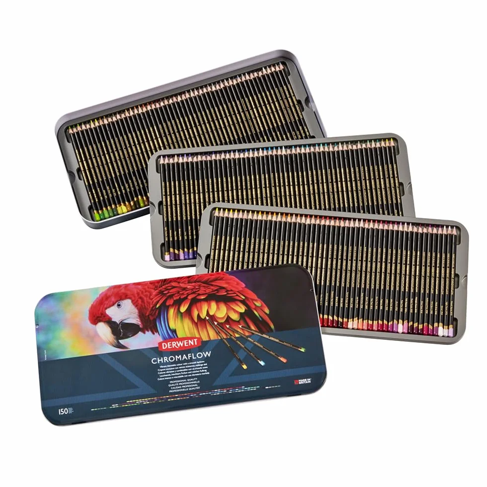 Derwent Chromaflow Set di Matite da 150 in Latta, Nucleo Rotondo da 3,5 mm, Sfumabili
