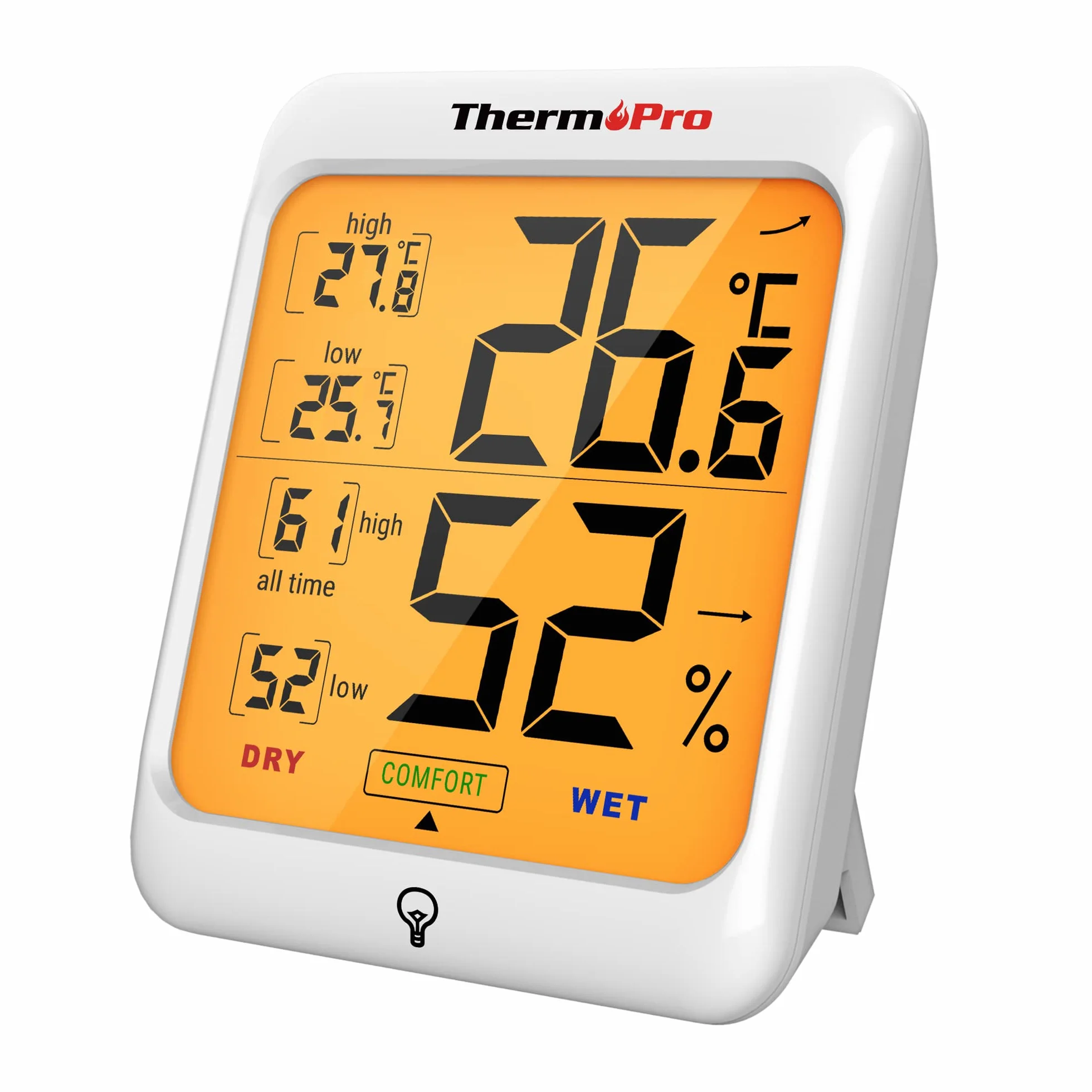 ThermoPro TP53 Termometro Igrometro Digitale Interno Misuratore Umidità Temperatura Ambiente con Retroilluminazione