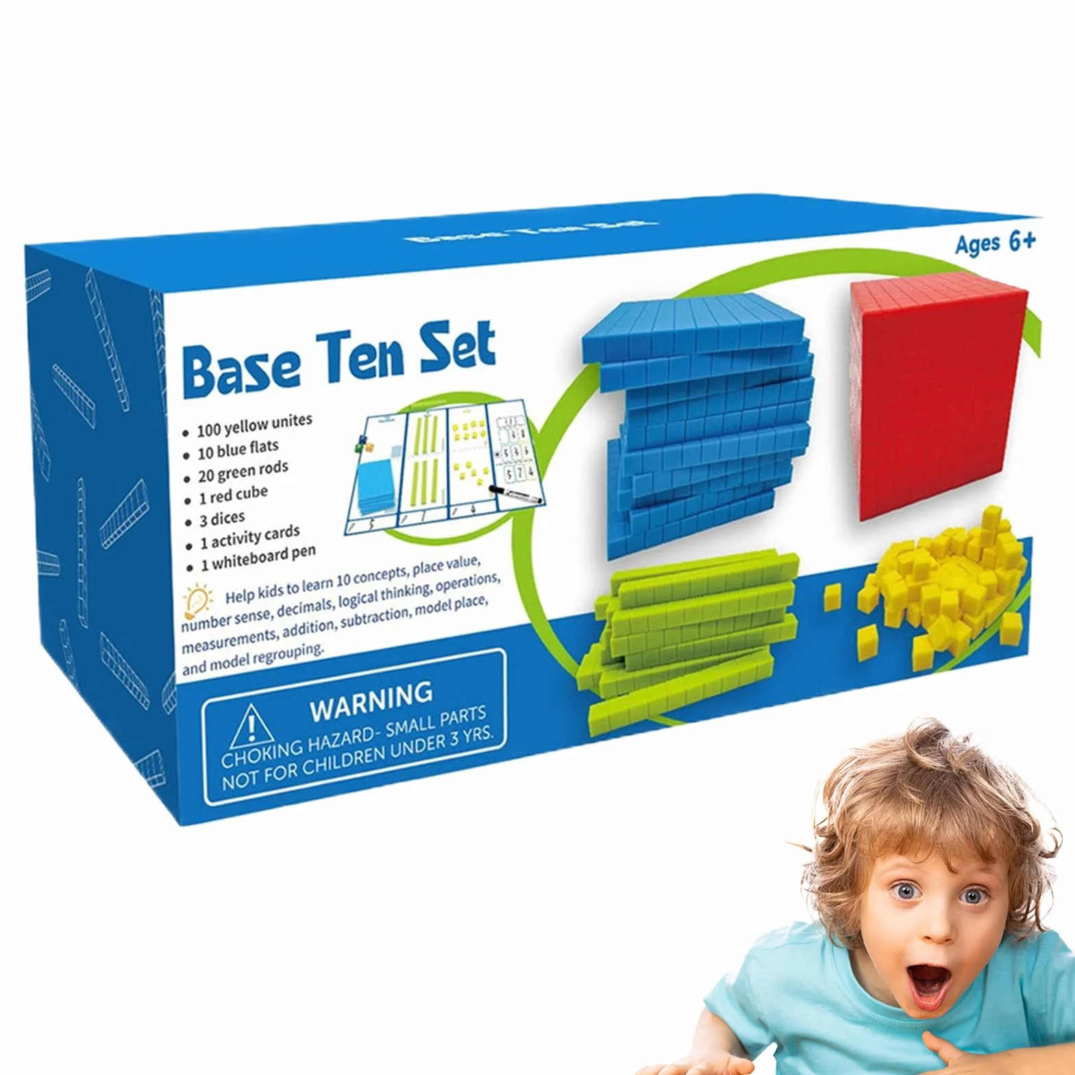 BASE TEN BLOCS - Cubi di gioco di matematica, strumenti di conteggio educativo, di valore digitale | Decine di migliaia di posti un insieme di valore, di apprendimento