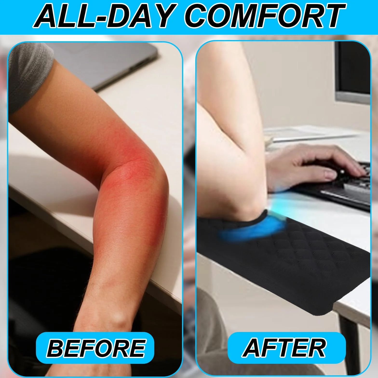 2 Pz Gomitiere a Forma di L per Scrivania, Memory Foam Poggiapolsi e Gomiti a Forma di L per Scrivania Ufficio Casa Supporto Comodo Polso