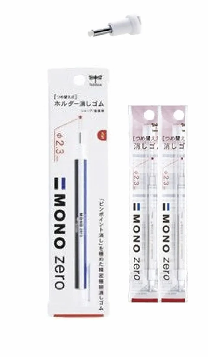 Tombow Mono Zero Gomma di precisione a penna punta tonda 2 ricariche bianco