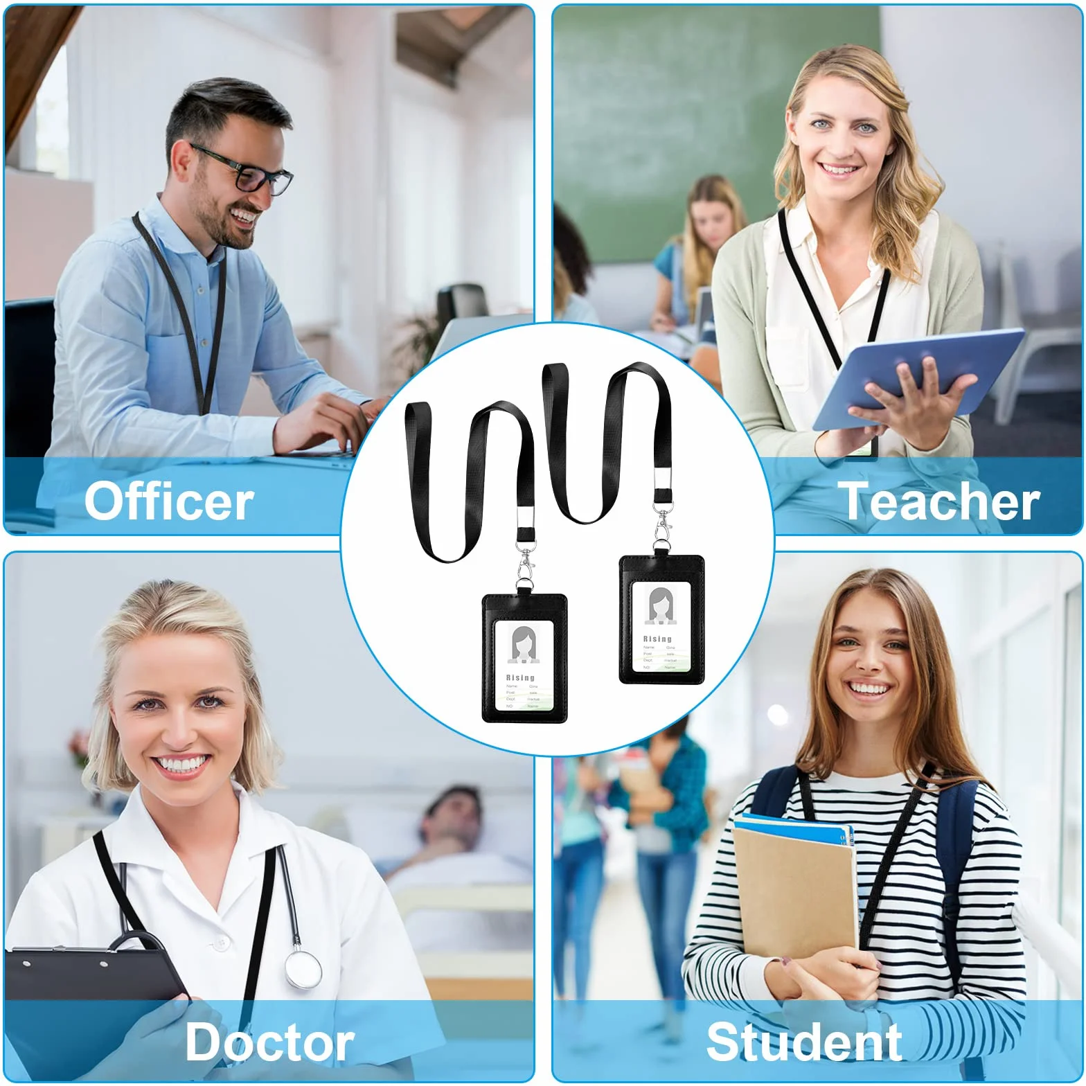 Vicloon Porta Badge da Collo Tesserino Verticale con Cordino Nylon 45,7 cm Pass Identificazione Ufficio Scuola