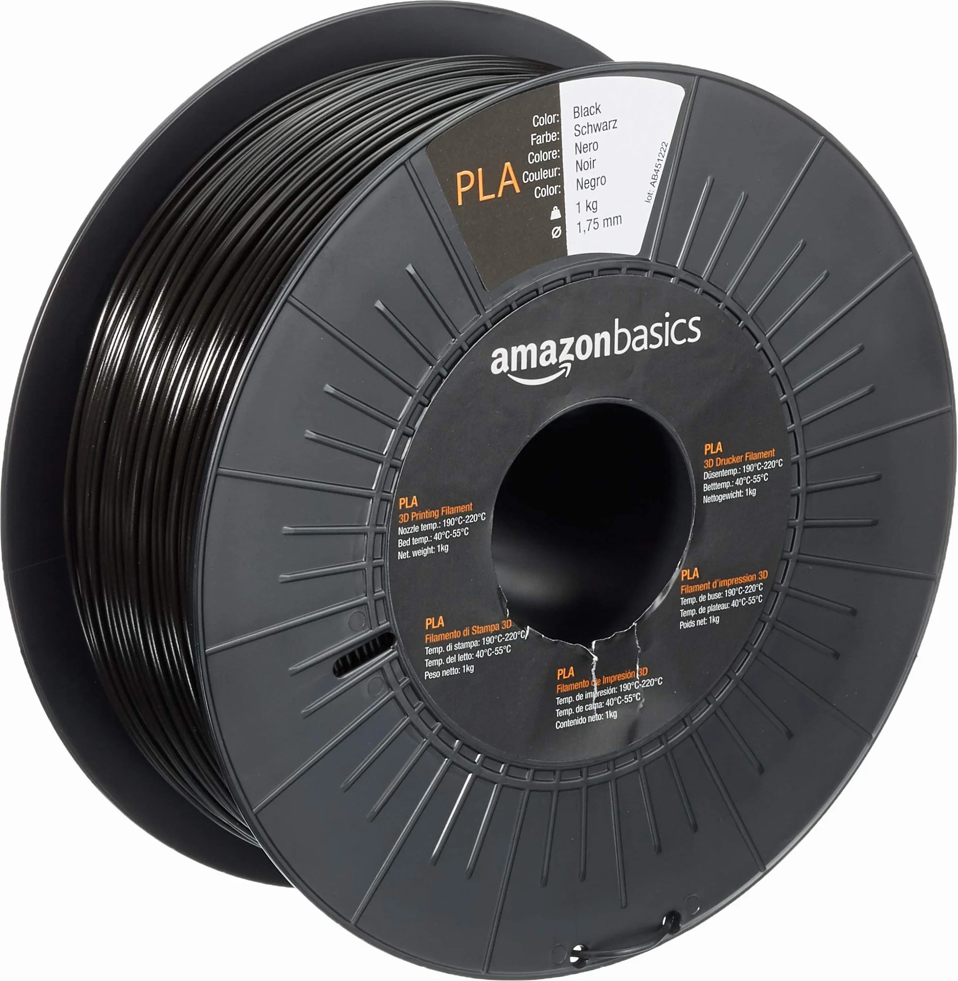Amazon Basics Filamento PLA 1.75 mm nero 1 kg per stampanti 3D