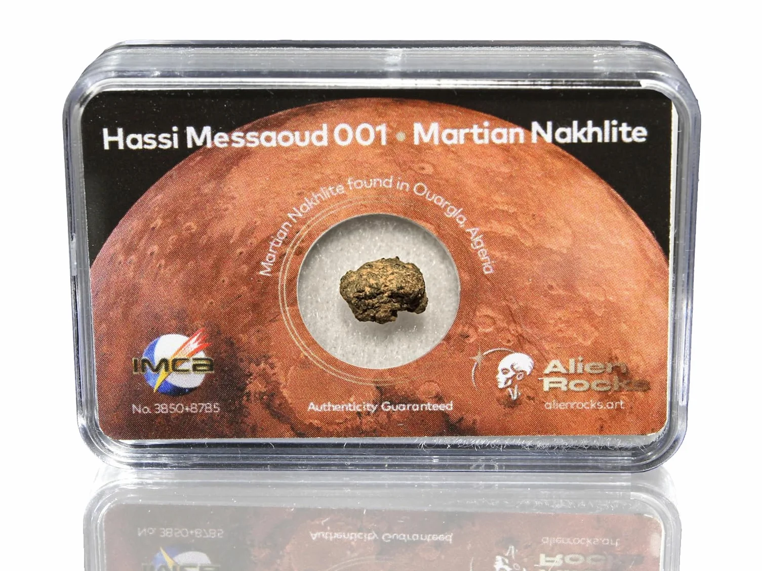 Frammento di meteorite marziano con certificato - Autentico meteorite di Marte Hassi Messaoud (0,2-0,3 g) - Raro esemplare di roccia di Marte per collezionisti, astronomia e regalo spaziale