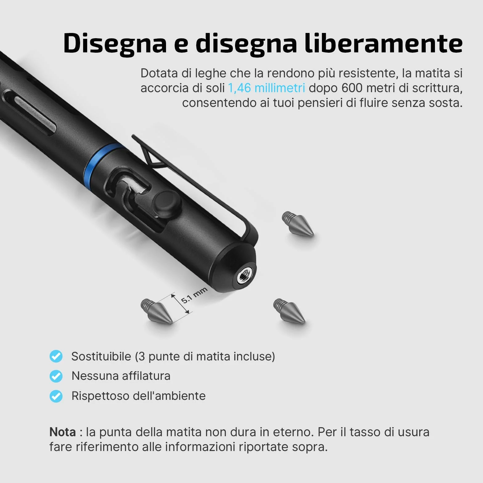 OLIGHT Open mini 2 Penna a sfera e Matita Combinate in una, 4,13 pollici, Leggera e portatile, Adatta per riunioni, Aule o scene di Scrittura all'aperto (Nero)