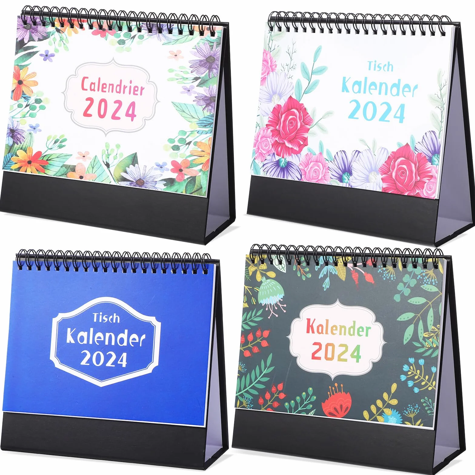 DOITOOL 4 Pezzi Calendari da Tavolo German Design Doppia Spirale Planner Organizzativo per Ufficio e Casa Calendari Scrivania Decorativi e Funzionali