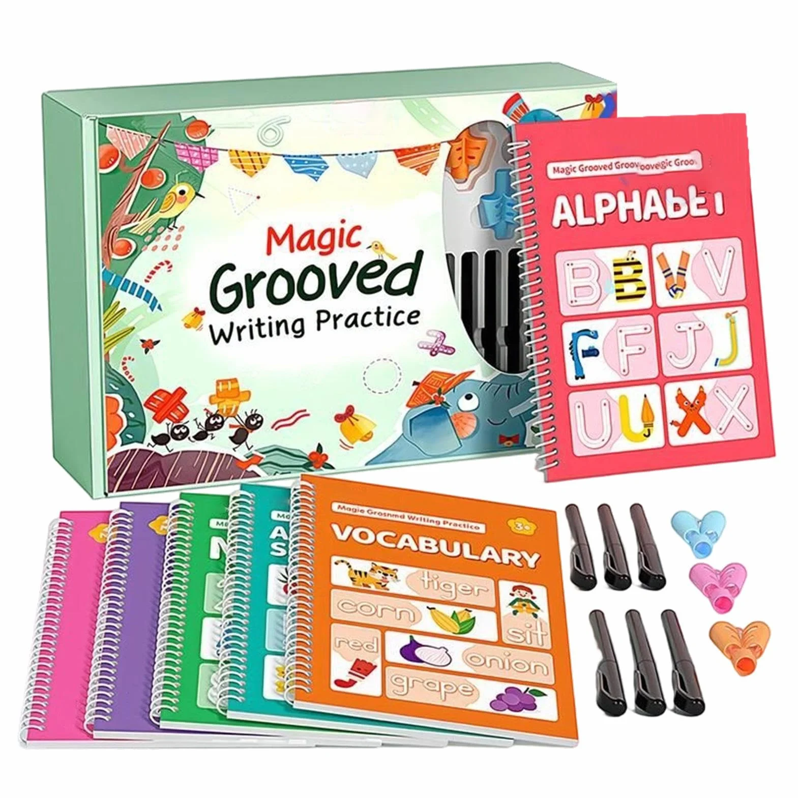 Quaderno Di Calligrafia Quaderno Riutilizzabile Con Scanalature | Quaderno Di Pratica Di Scrittura Per Bambini Con Impugnature Per Bambini In Età Prescolare, Asilo E Infanzia