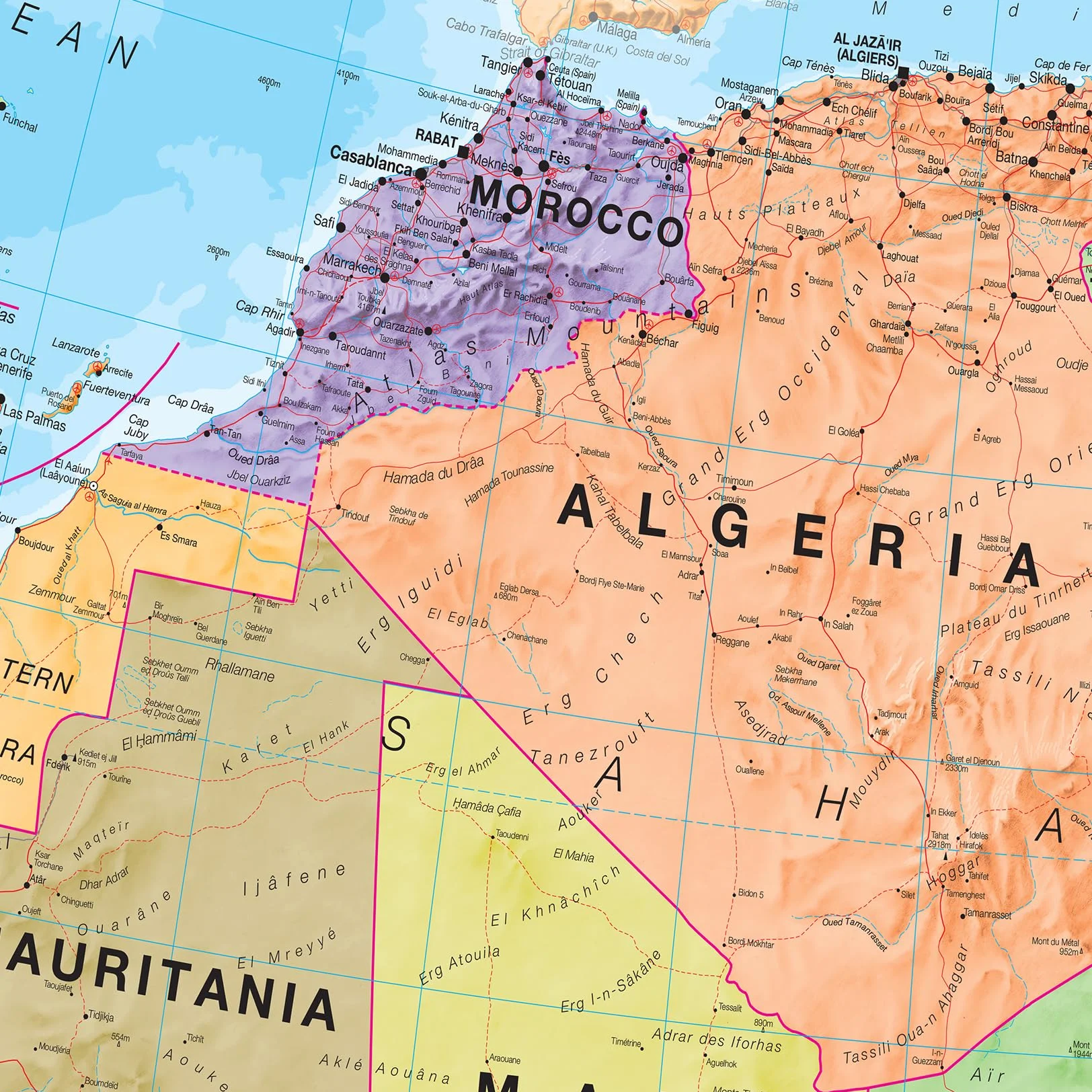 Grande mappa politica dell'Africa da parete, laminata, 91,44 cm x 122 cm