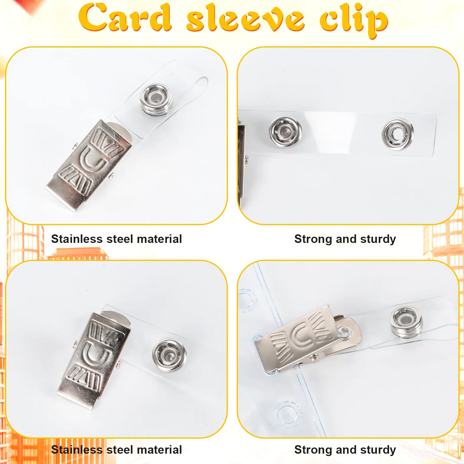HIMOMO 150 pezzi porta badge con clip, trasparente, impermeabili, per carte di credito, nome orizzontale, con 150 clip in metallo per carta d'identità, targhette con nome