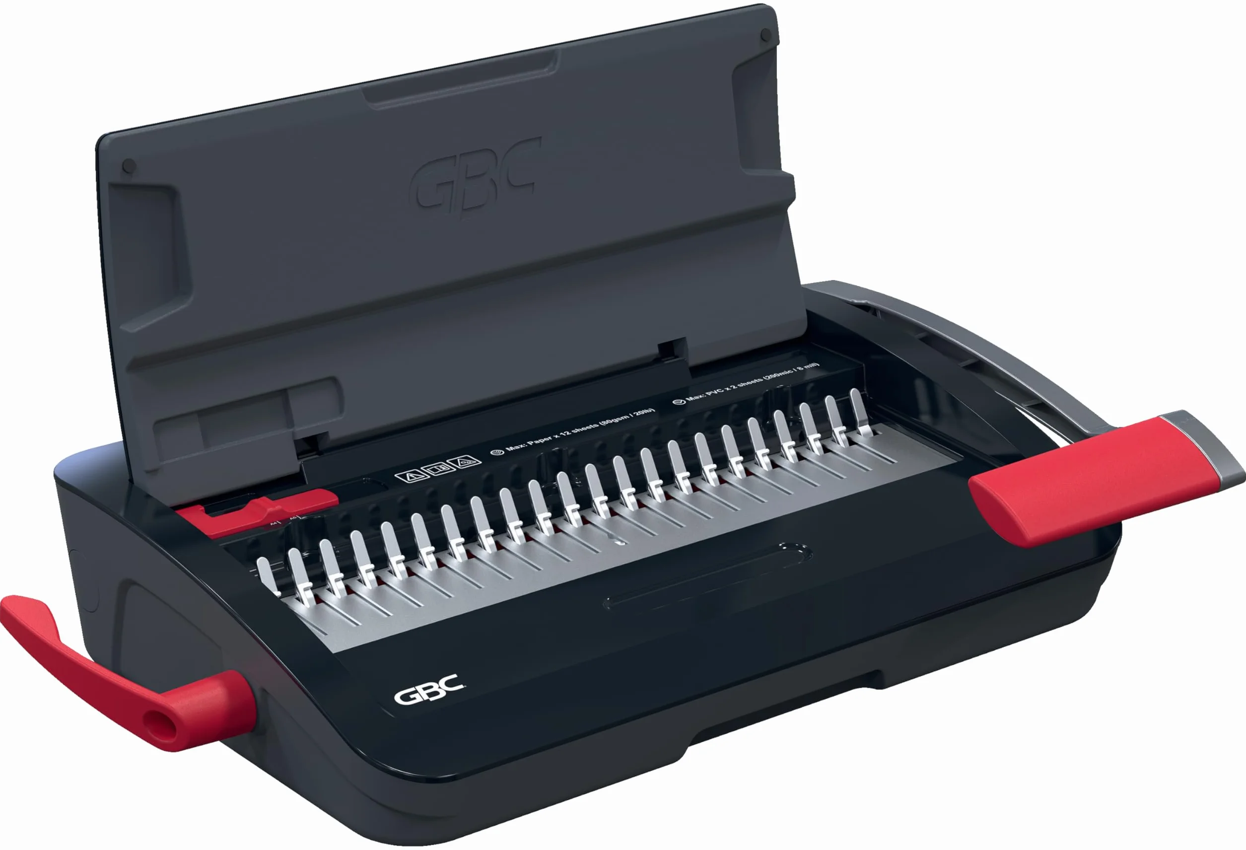 GBC CombBind CB12 Rilegatrice Manuale - Rilega 165 fogli A5/A4, design compatto e leggero, perfora 12 fogli, nero/argento, 4410060