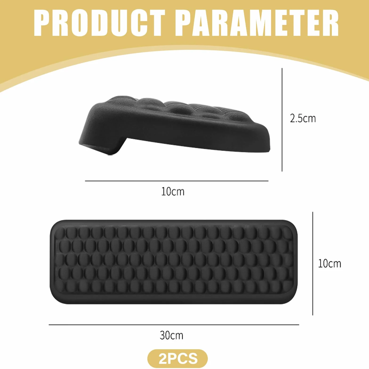 Set di 2 poggiapolsi ergonomici a forma di L, memory foam, antiscivolo, 30 x 10 cm