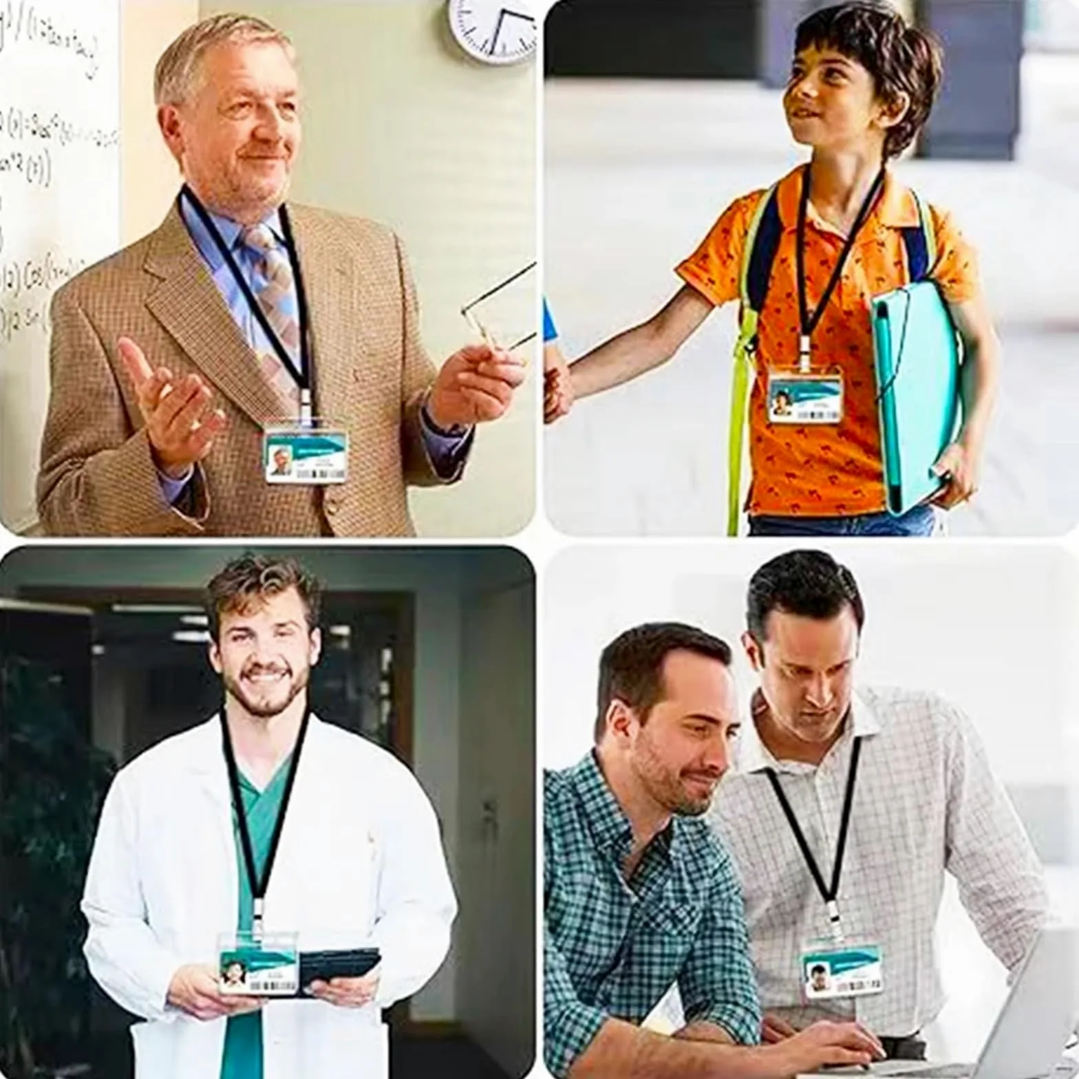Porta badge, 50 pezzi, trasparente, con clip in metallo, per badge identificativi, badge, badge e carte di lavoro, impermeabile, per studenti, carte di credito