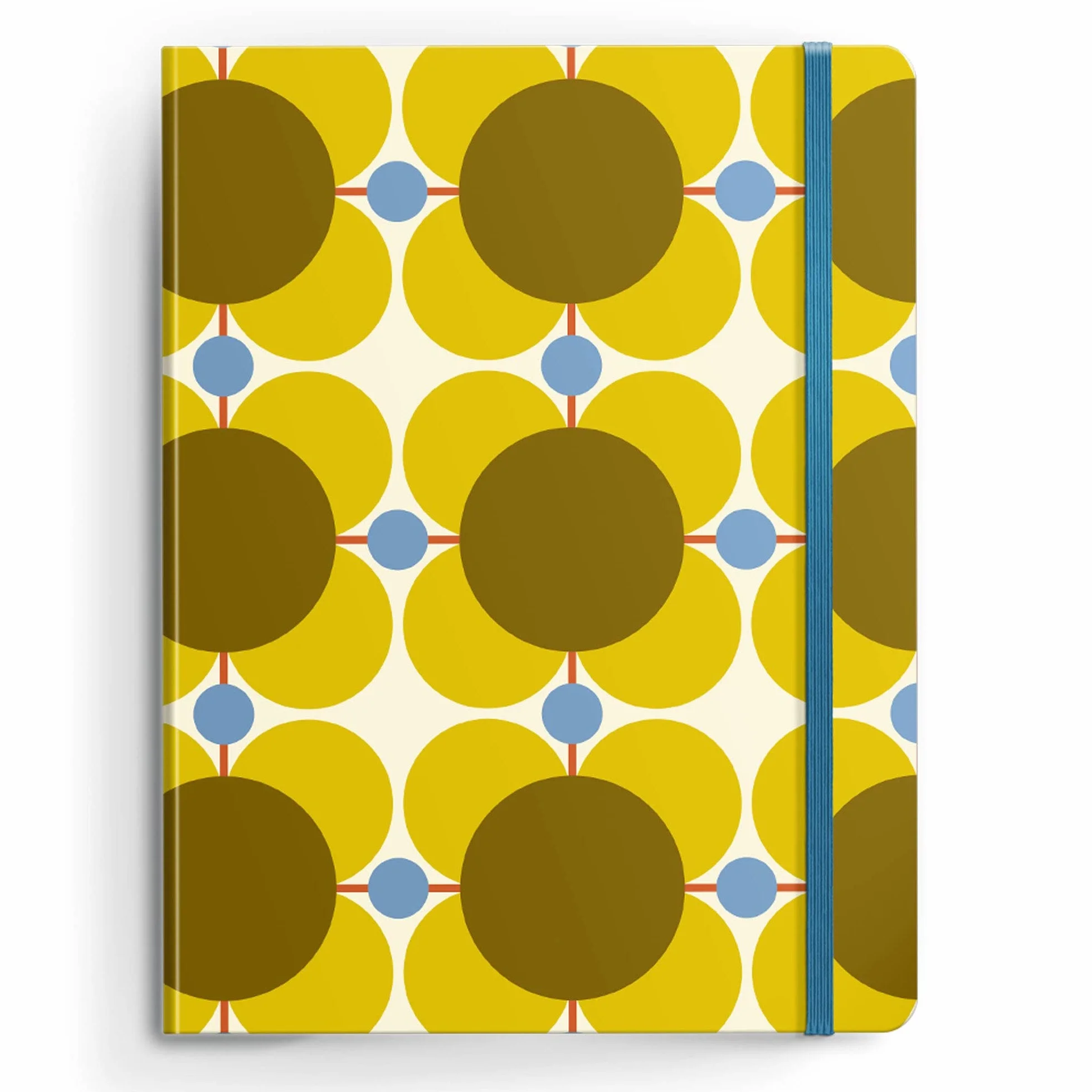 Orla Kiely Atomic - Taccuino con copertina rigida con chiusura elastica, segnalibro a nastro e tasca interna (A4 (210 mm x 297 mm)