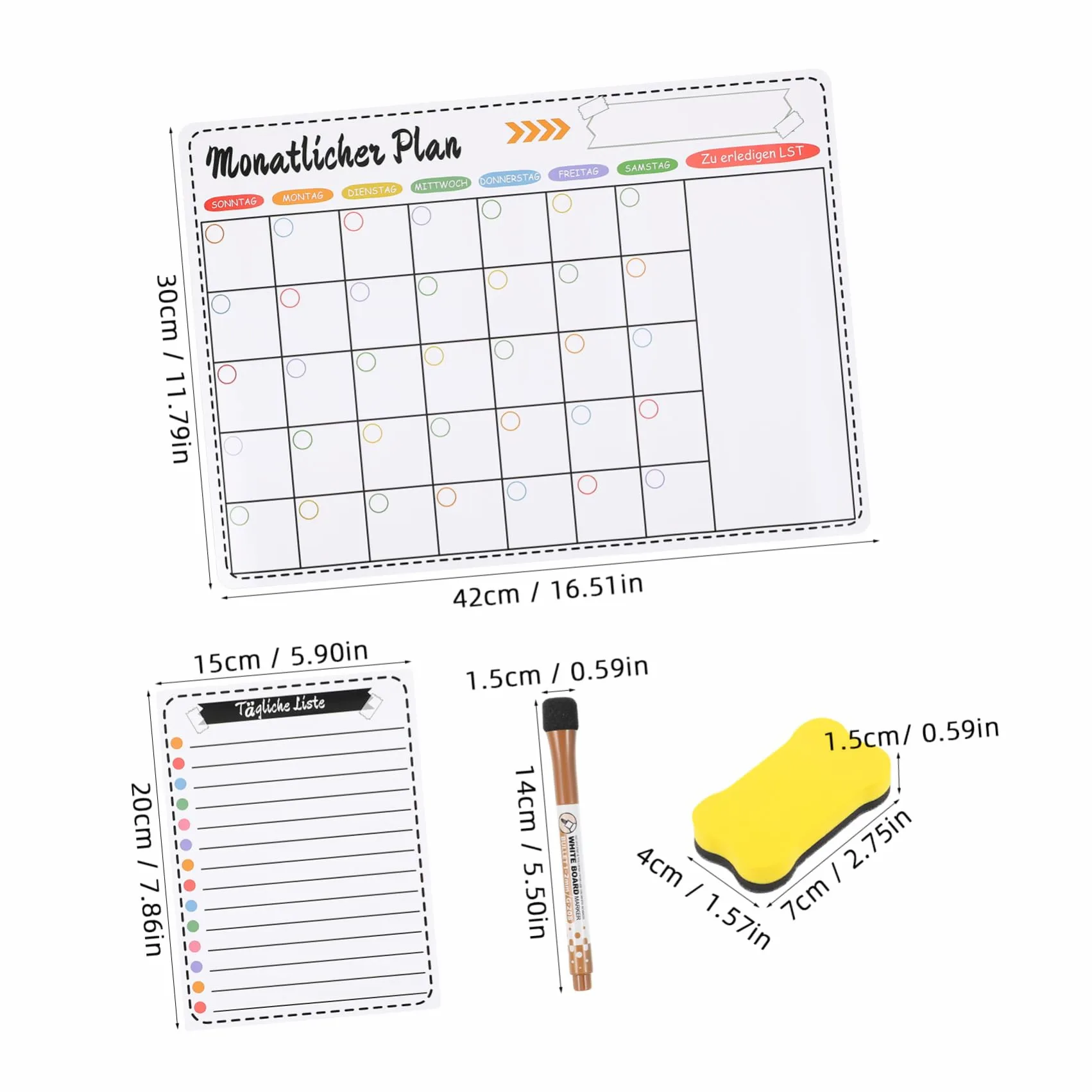 Angoily Lavagna Calendario Magnetica per Frigorifero, Planner Settimanale e Mensile, Cancellabile a Secco, Bianco, per Casa e Ufficio