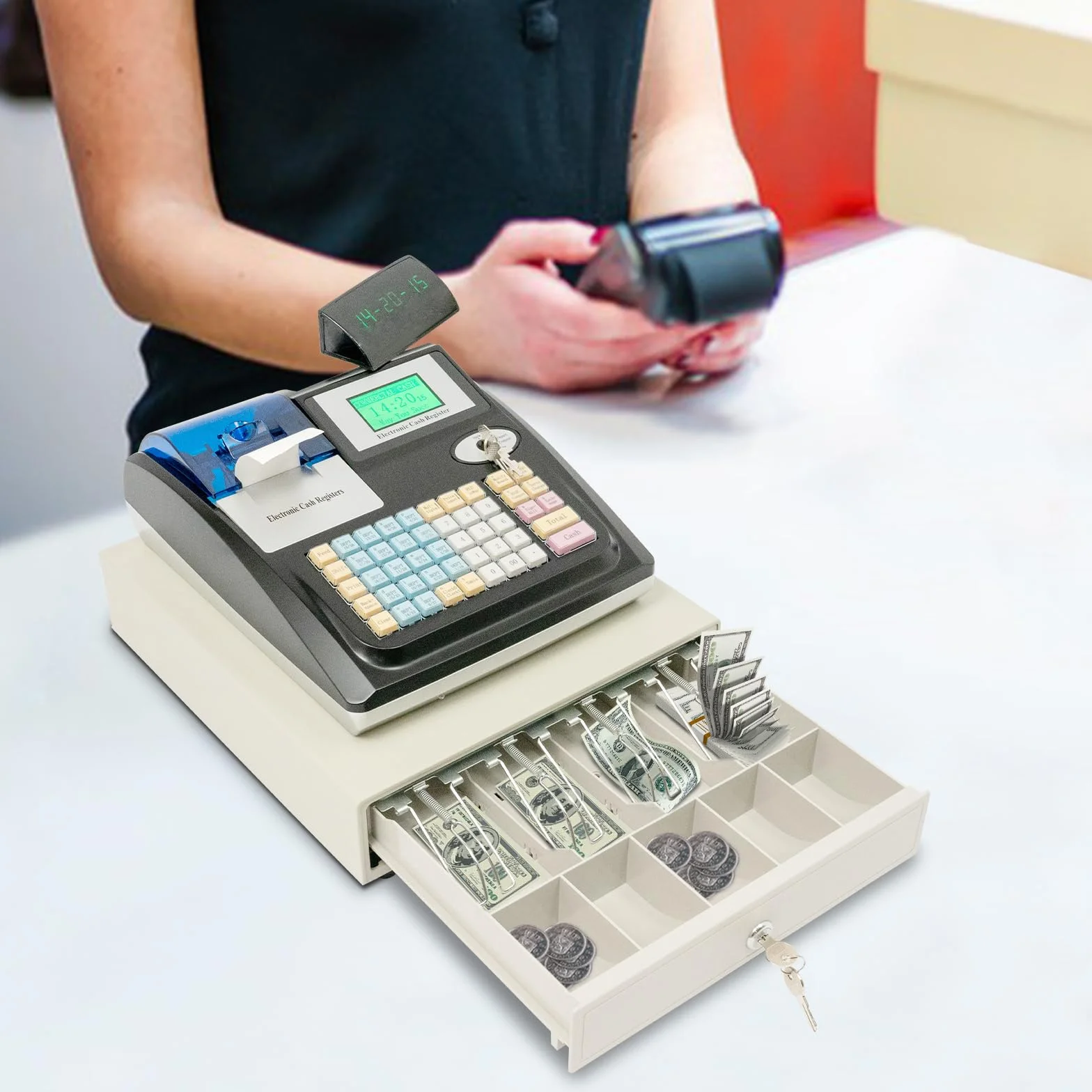 Registratore di cassa POS System Registratore di cassa gastronomia al dettaglio con display LED a 48 tasti