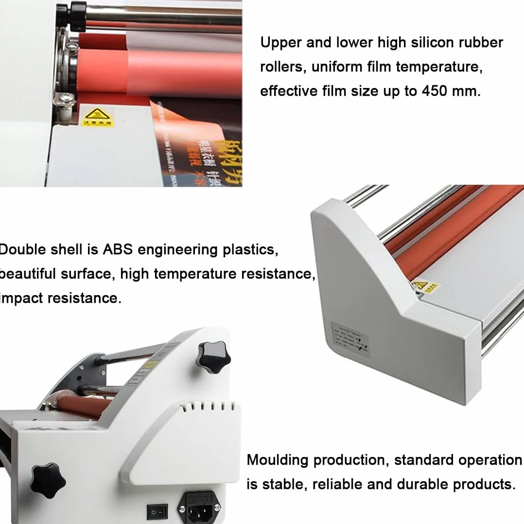 Laminatrice Professionale 350mm/450mm Macchina di Laminazione Termica a Quattro Rulli per Carta A2/A3/A4 su Un Solo/Due Lati, Laminazione a Caldo E a Freddo per Documenti, Foto,V350
