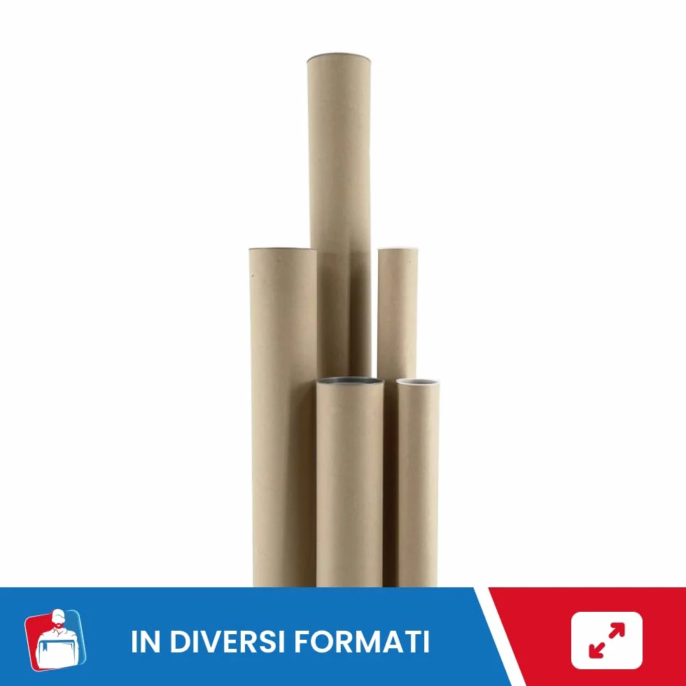 IMBALLAGGI 2000 Tubo di Cartone Premium 100cm x 10cm con Tappi in Plastica