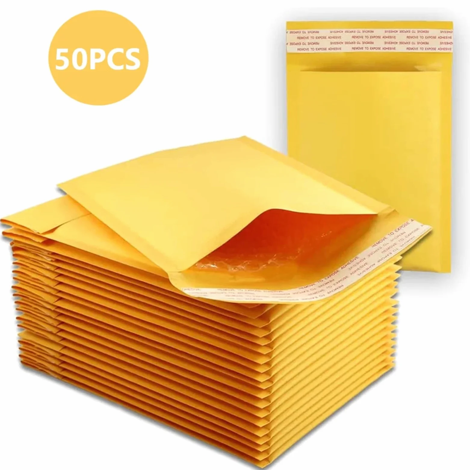 piccola borsa per la spedizione 50 buste imbottite in carta kraft con bolle d'aria, autosigillanti(Pink,18 * 23cm)